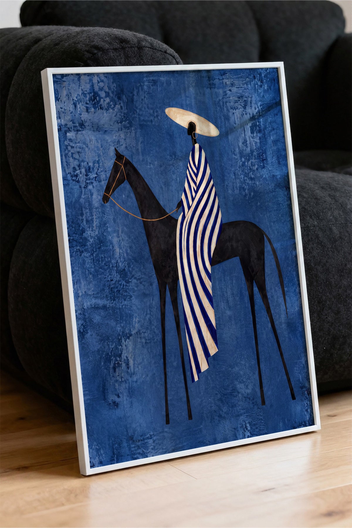 Soyut Atlı Kadın Poster – Beyaz Çerçeveli Tablo