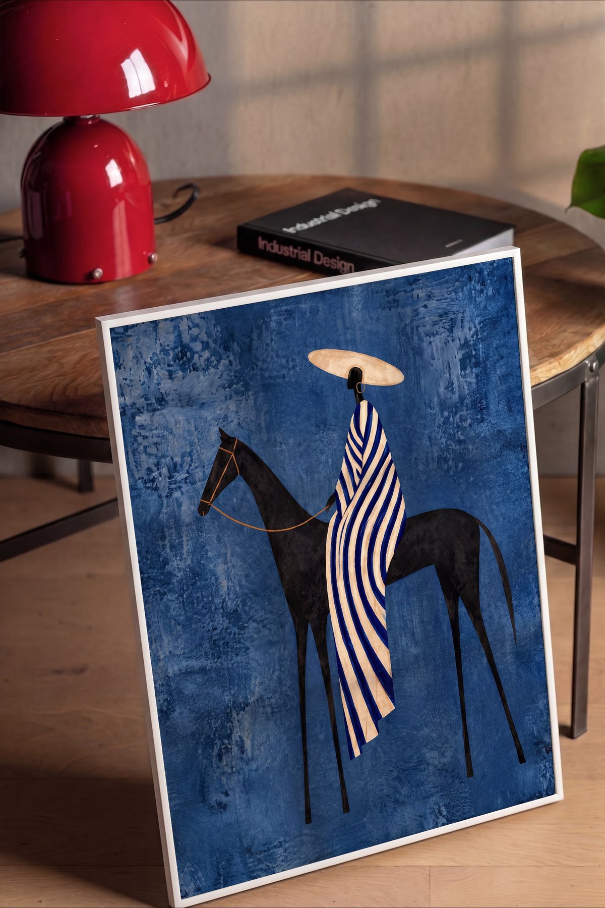 Soyut Atlı Kadın Poster – Beyaz Çerçeveli Tablo