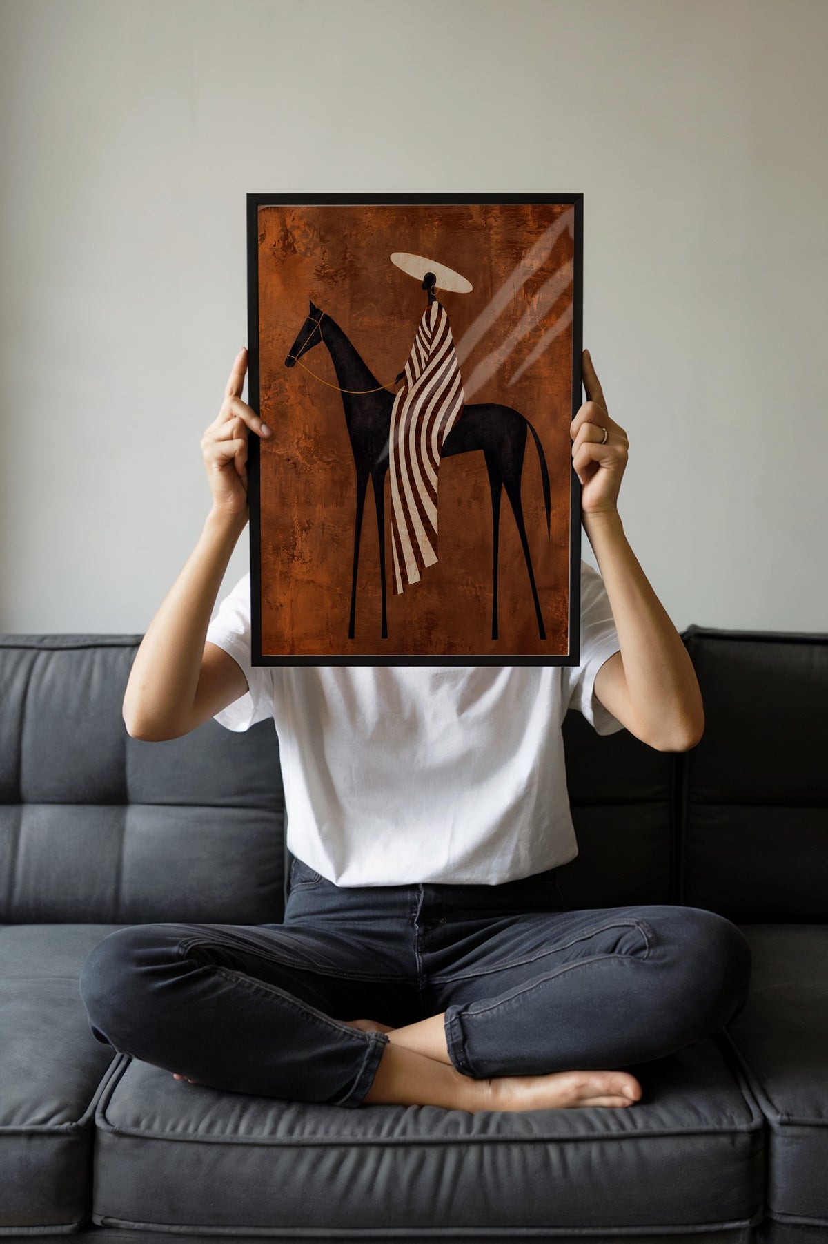 Binicilik İllüstrasyonu Poster – Siyah Çerçeveli Tablo