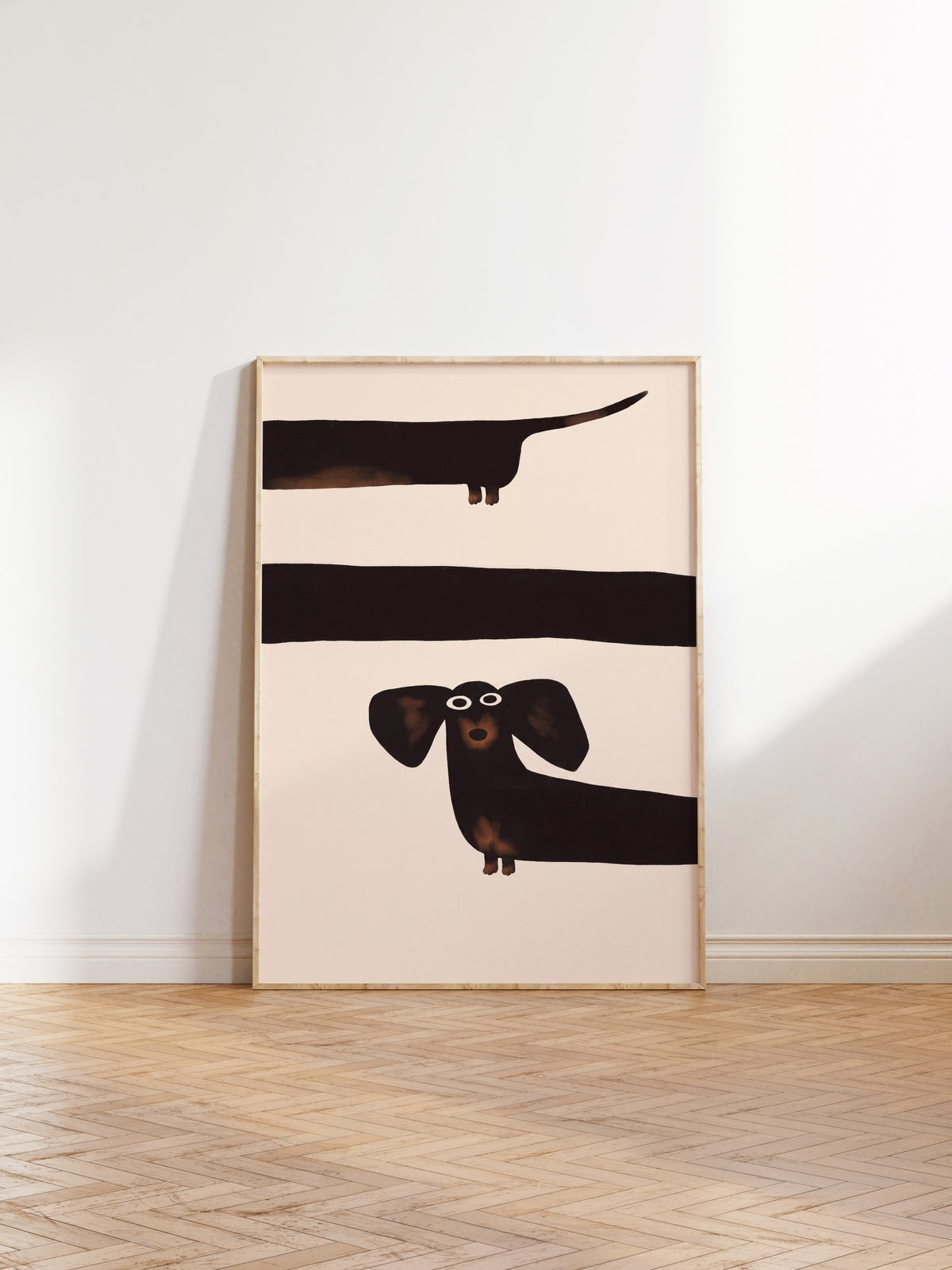 Minimalist Köpek İllüstrasyonu Poster – Ahşap Çerçeveli Tablo