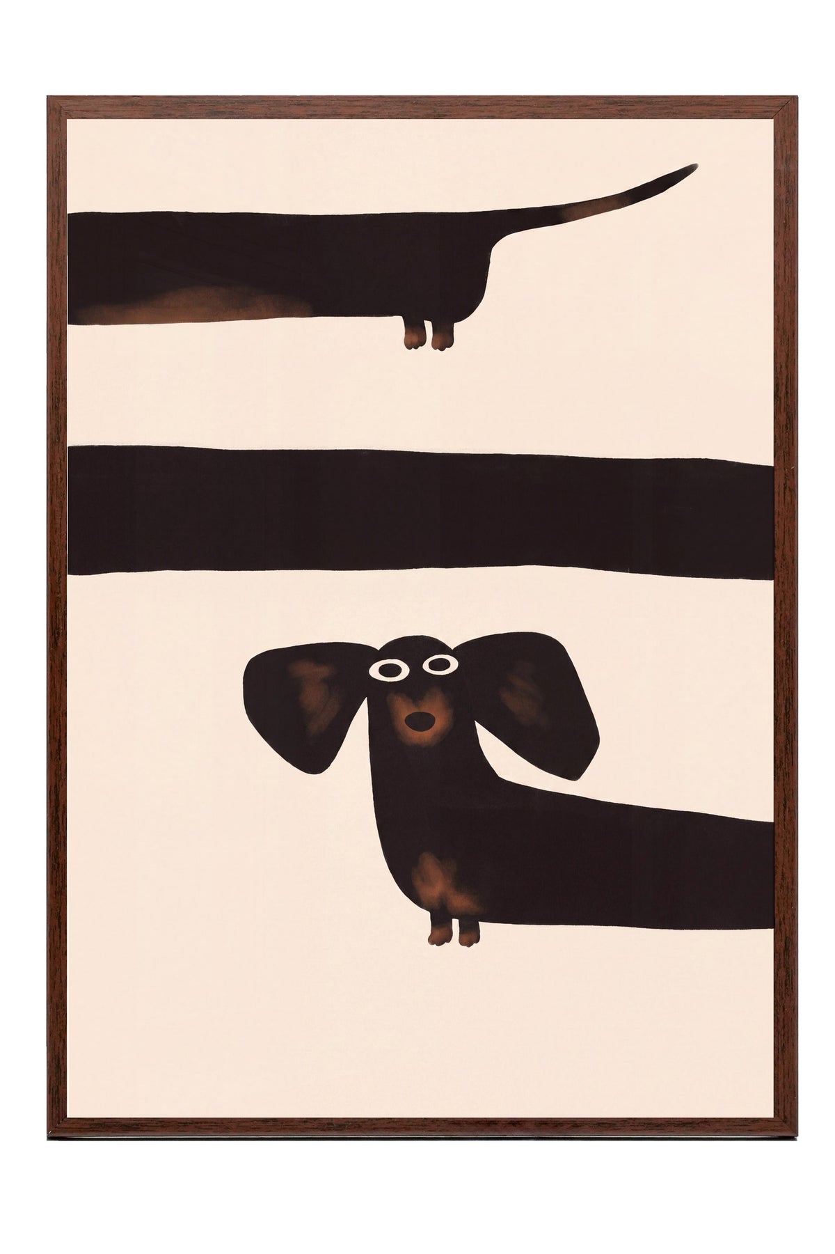 Minimalist Köpek İllüstrasyonu Poster – Kahverengi Çerçeveli Tablo