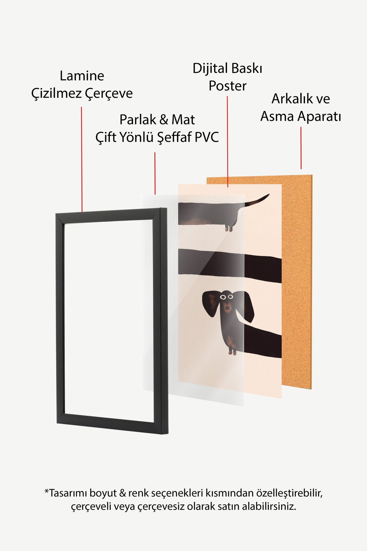 Minimalist Köpek İllüstrasyonu Poster – Siyah Çerçeveli Tablo