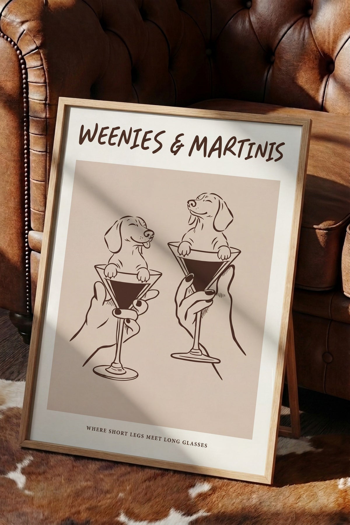 WEENIES & MARTINIS Poster – Ahşap Çerçeveli Tablo