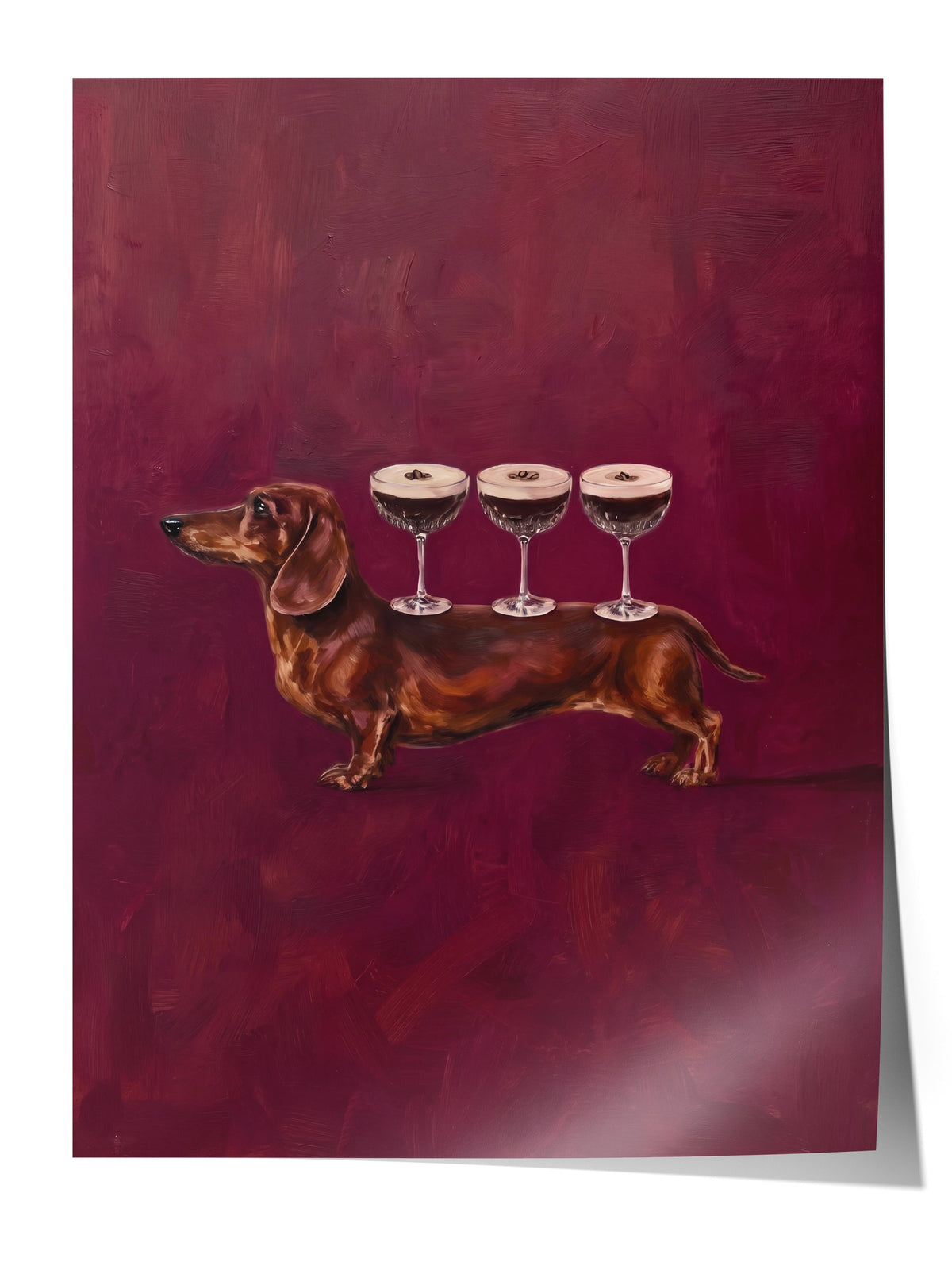 Köpek Üzerinde Bardaklar Çerçevesiz Poster