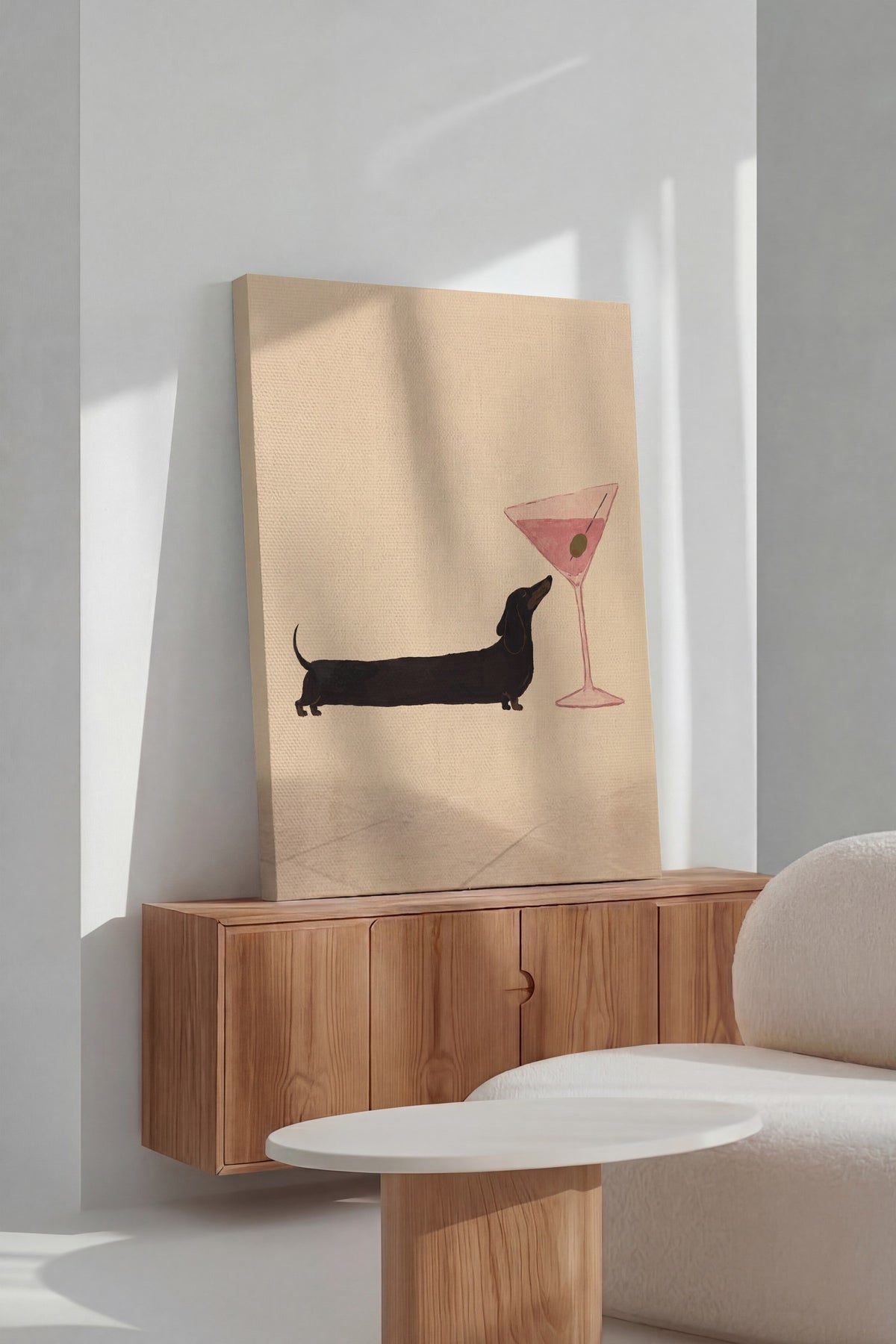 Kokteyl Bardağı ve Köpek Kanvas Tablo