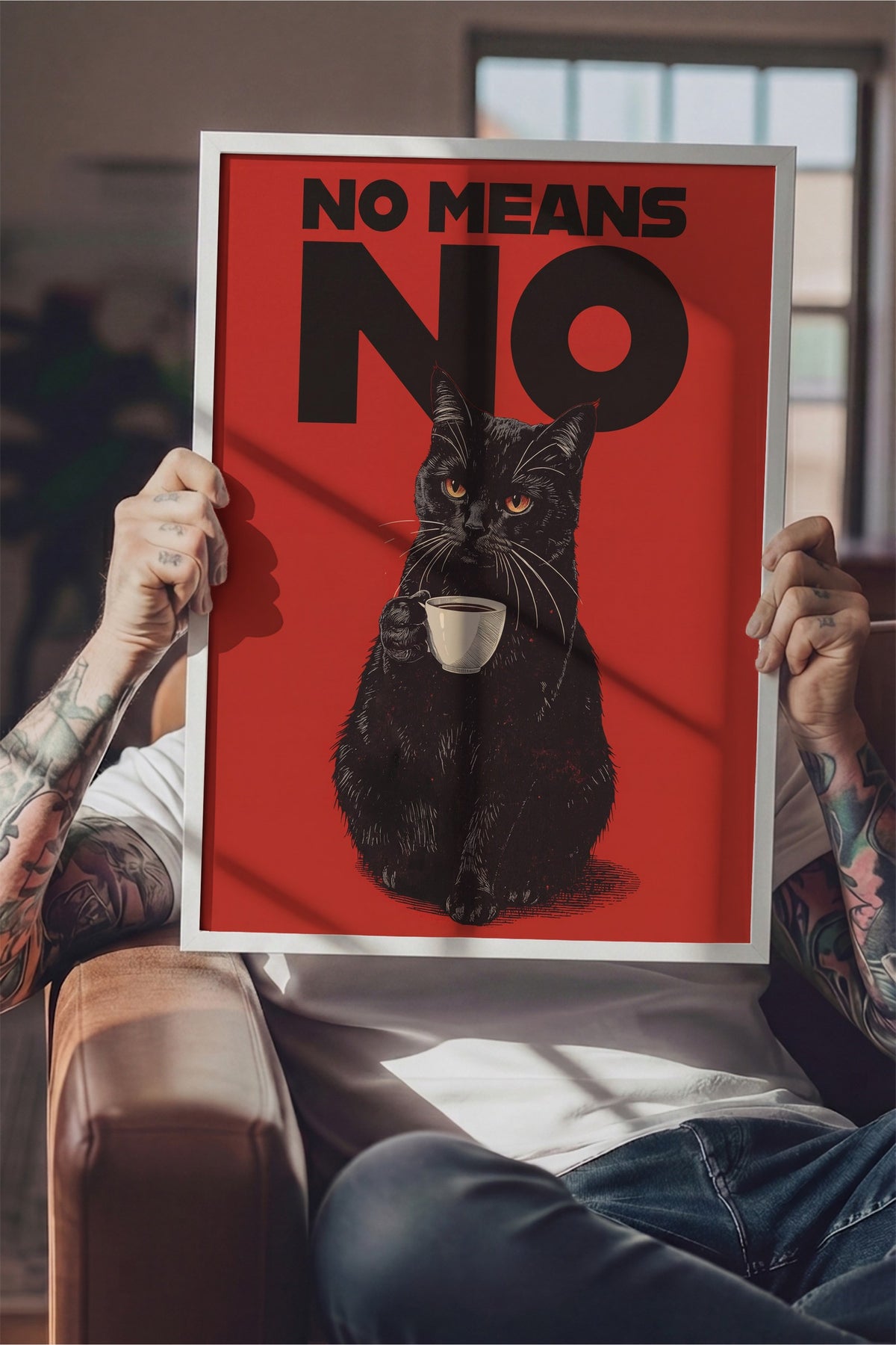 No Means No Poster – Beyaz Çerçeveli Tablo
