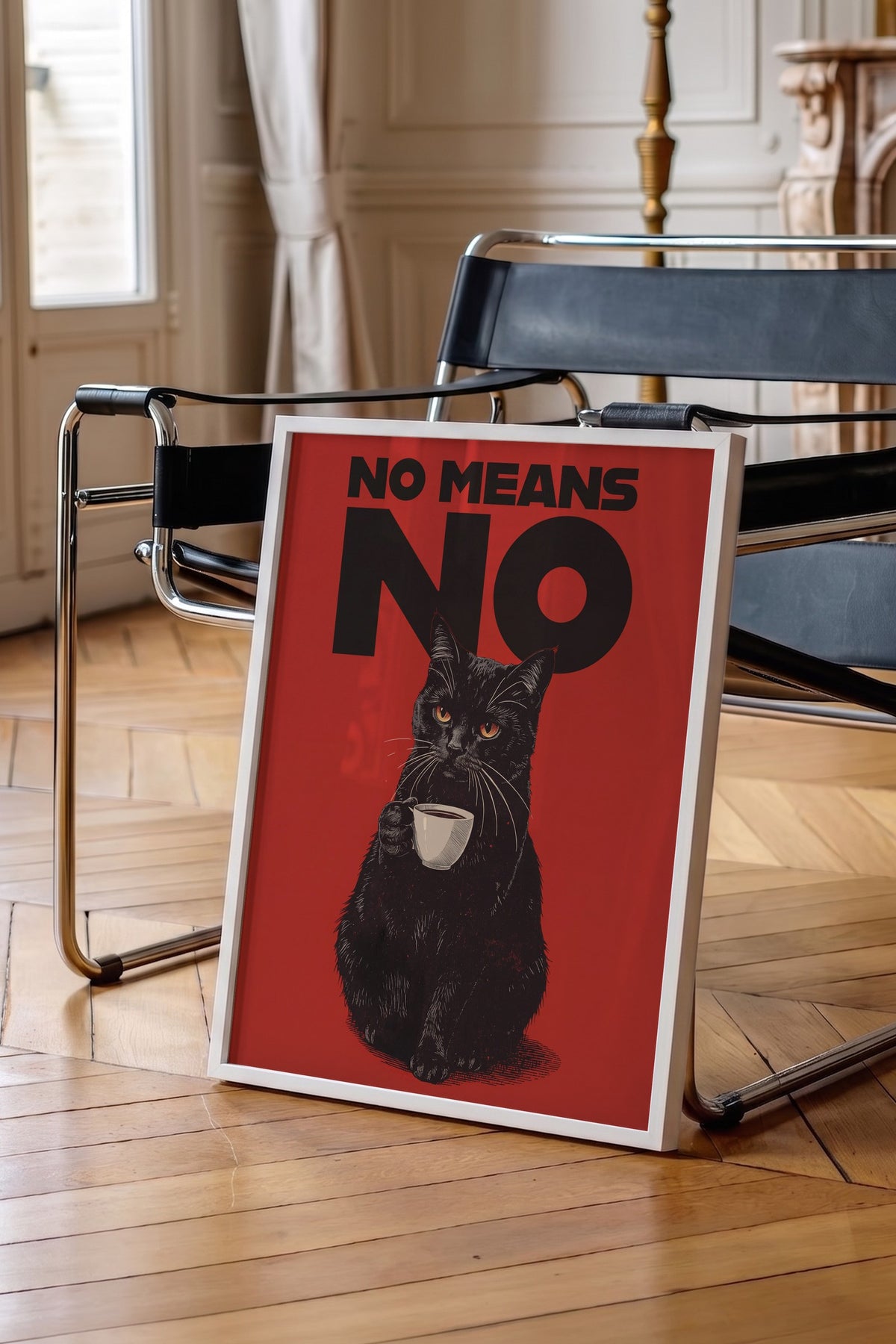 No Means No Poster – Beyaz Çerçeveli Tablo