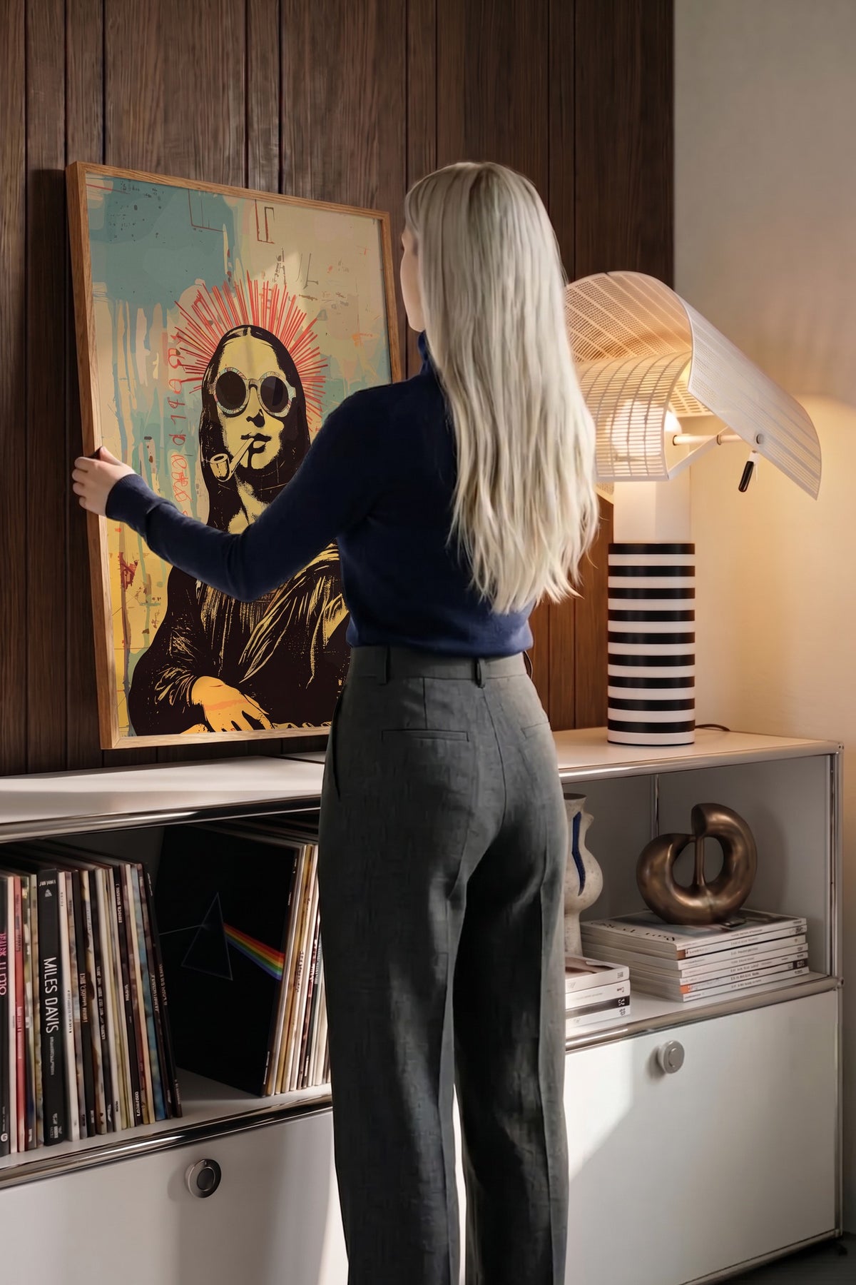 Pop Art Mona Lisa Yorumu Poster – Ahşap Çerçeveli Tablo