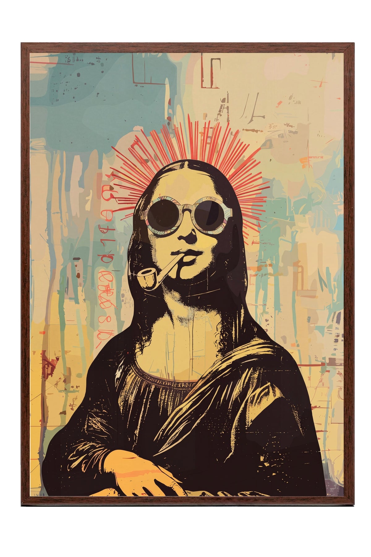 Pop Art Mona Lisa Yorumu Poster – Kahverengi Çerçeveli Tablo