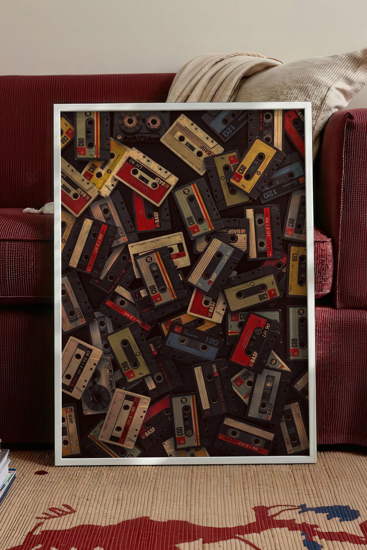 Retro Kaset Koleksiyonu Poster – Beyaz Çerçeveli Tablo