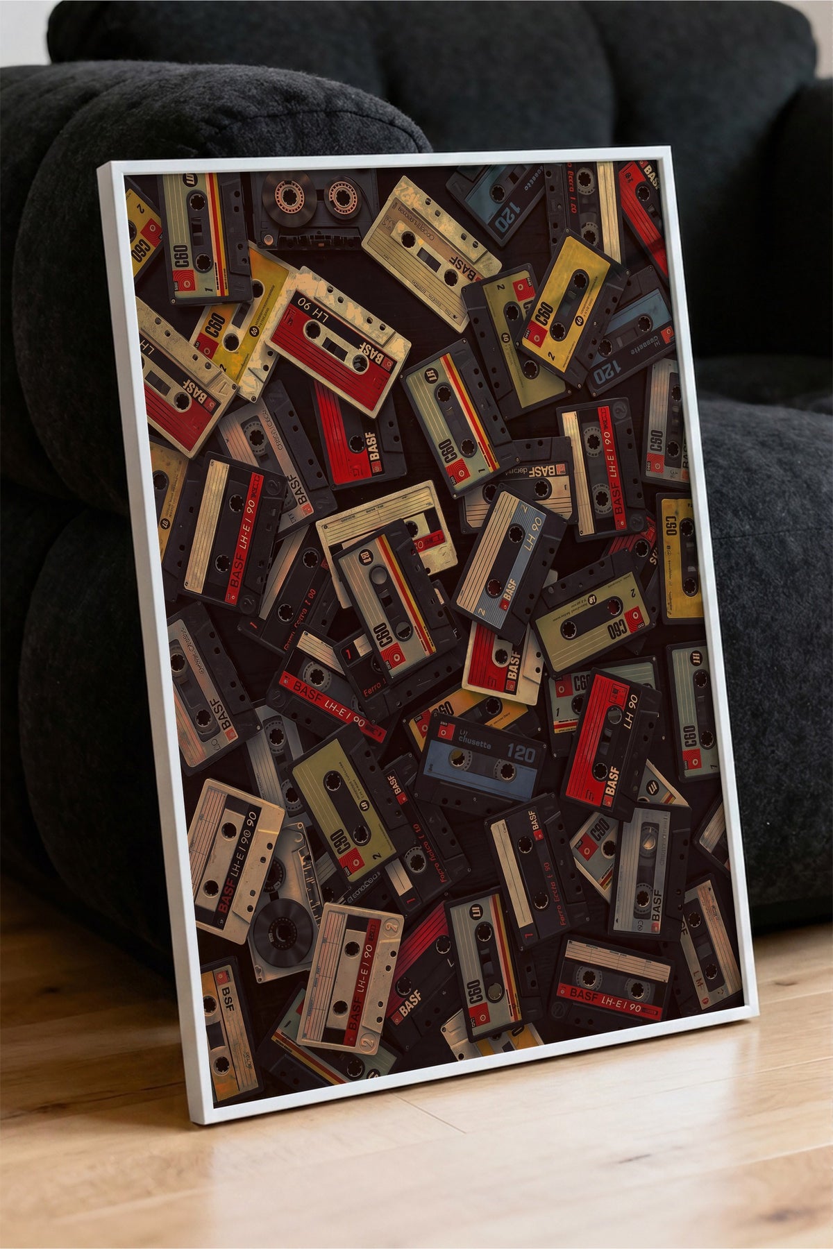 Retro Kaset Koleksiyonu Poster – Beyaz Çerçeveli Tablo