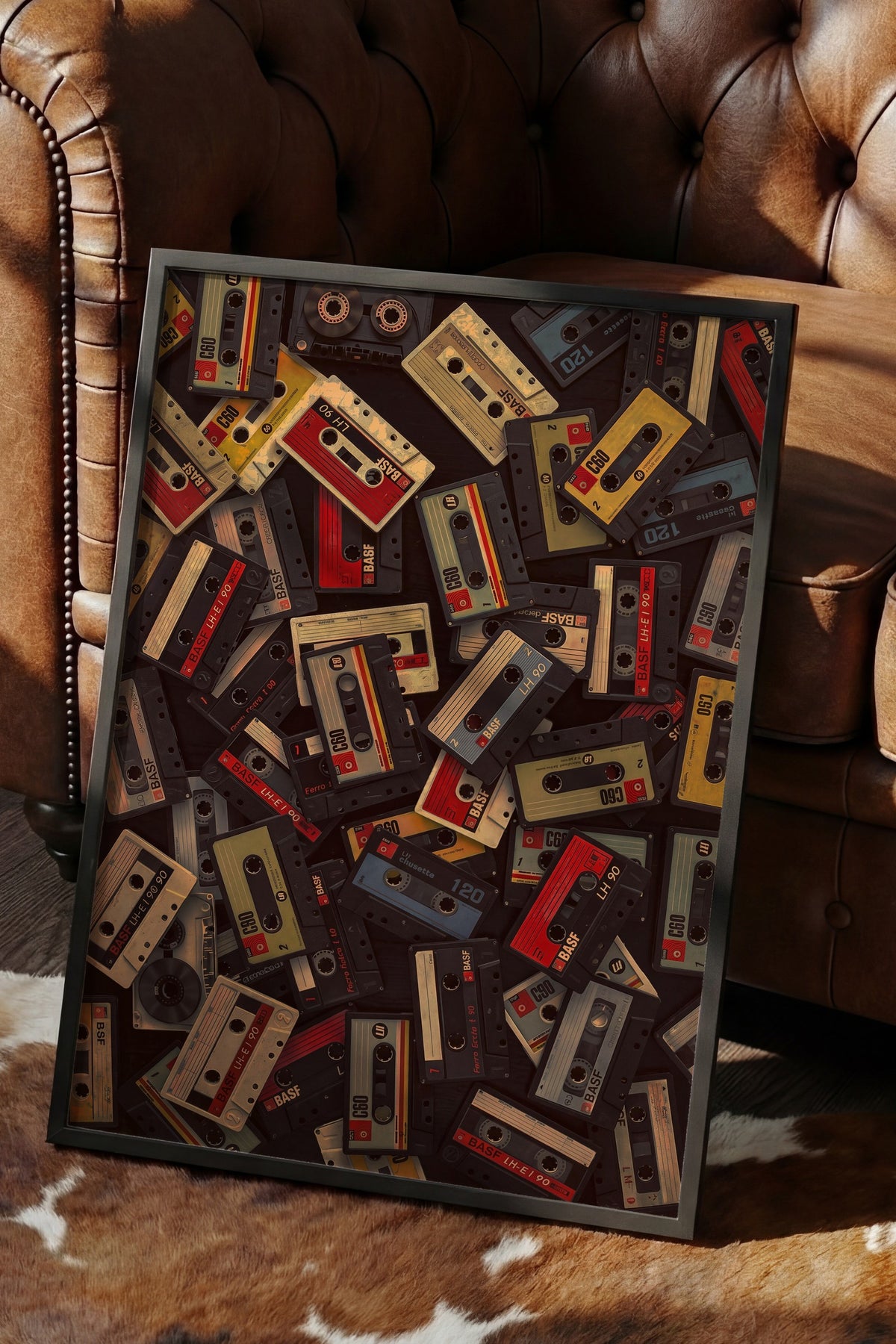 Retro Kaset Koleksiyonu Poster – Siyah Çerçeveli Tablo