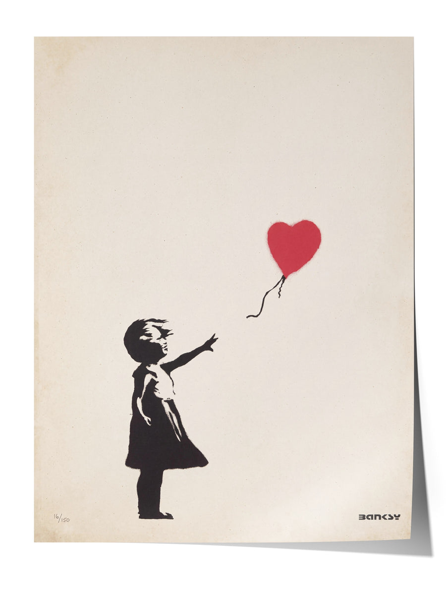 Kalpli Balon Tutan Kız Çerçevesiz Poster