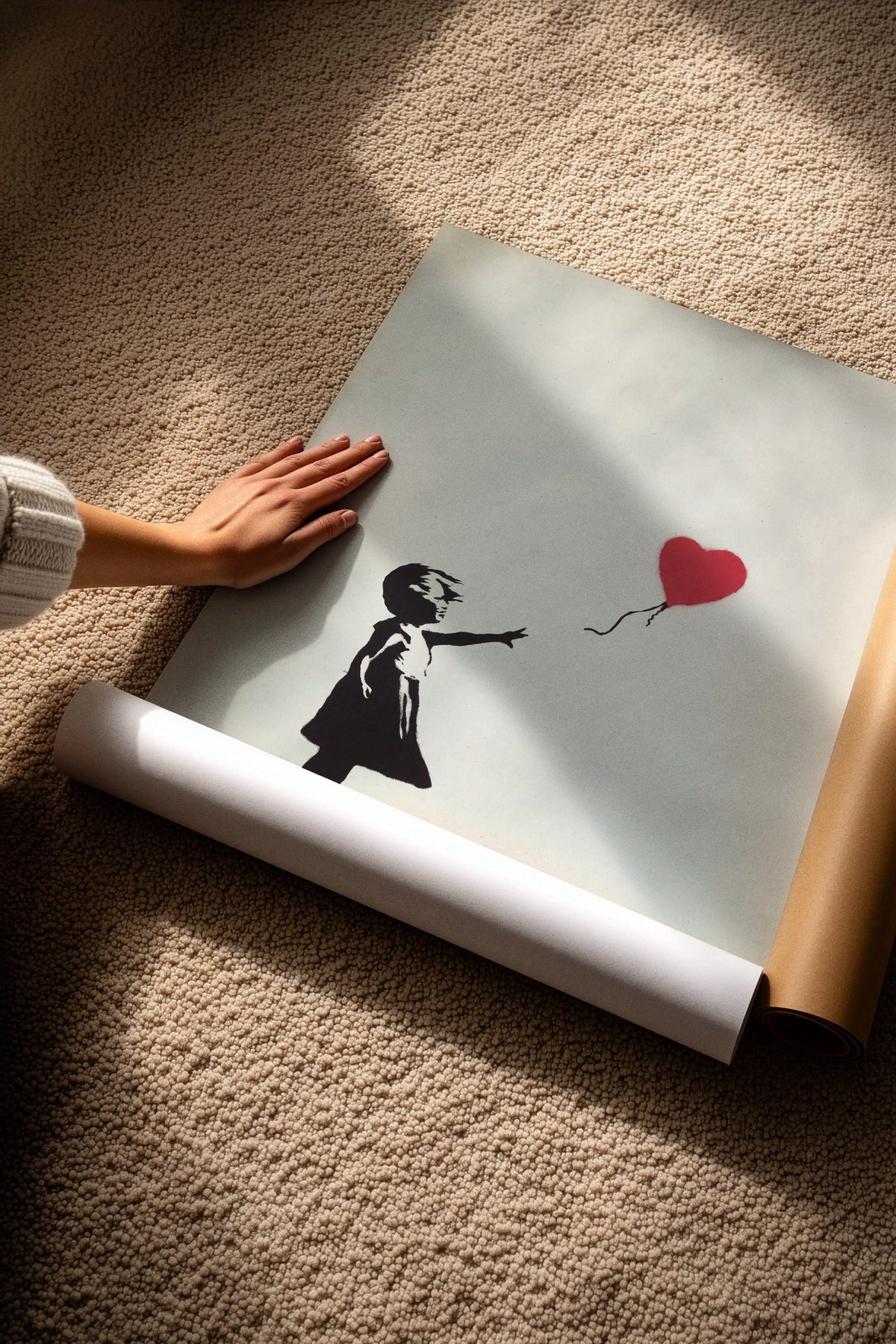 Kalpli Balon Tutan Kız Çerçevesiz Poster