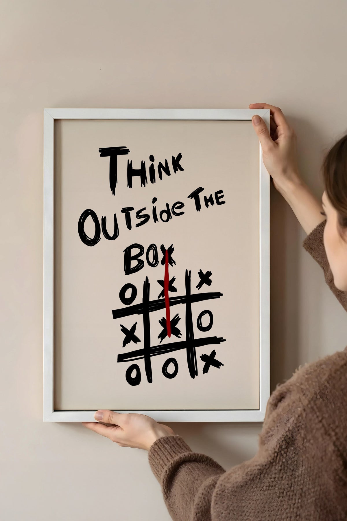 Think Outside The Box Poster – Beyaz Çerçeveli Tablo