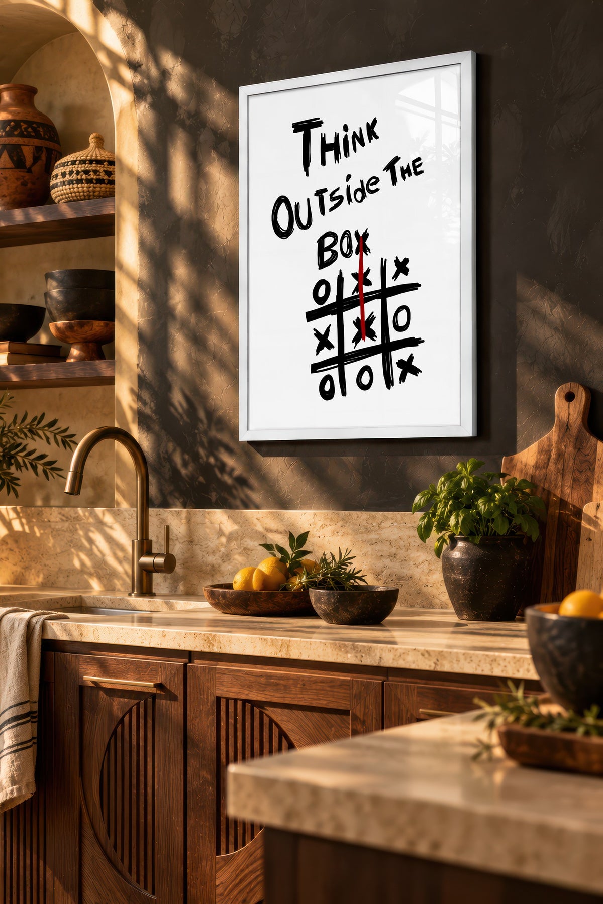 Think Outside The Box Poster – Beyaz Çerçeveli Tablo