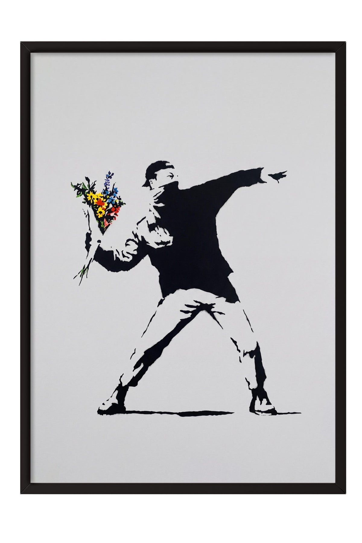 Çiçek Atan Adam Poster – Siyah Çerçeveli Tablo