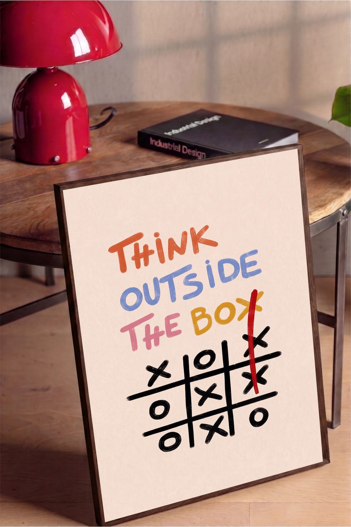 Think Outside The Box Poster – Kahverengi Çerçeveli Tablo