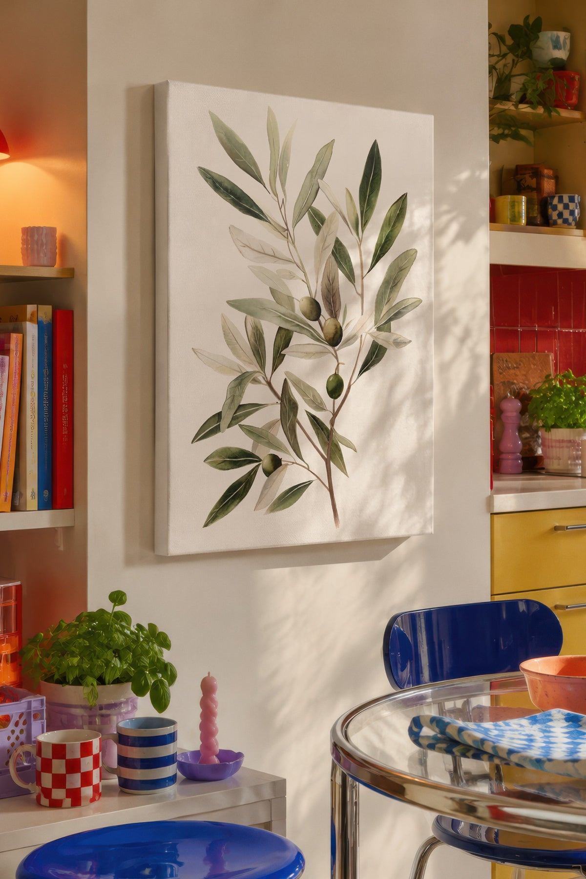 Suluboya Zeytin Dalı Kanvas Tablo