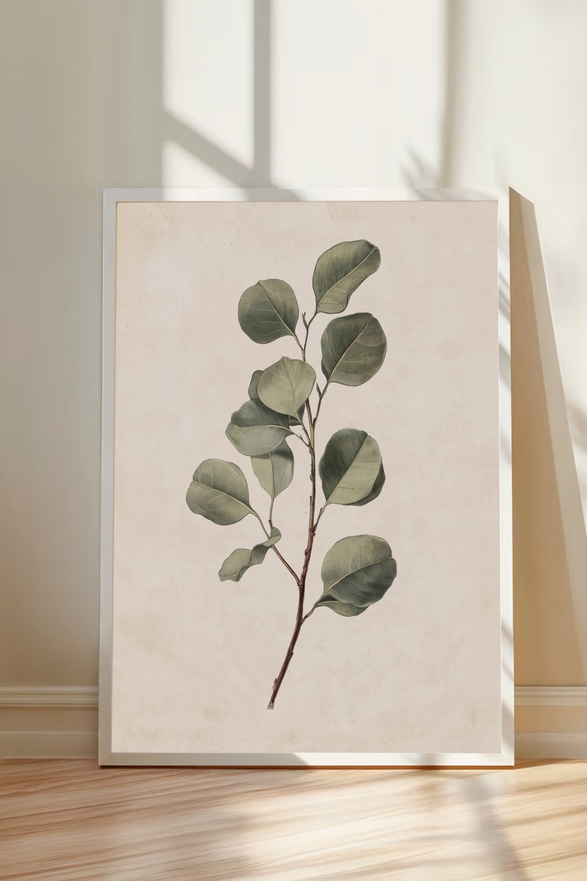 Minimalist Yaprak İllüstrasyonu Poster – Beyaz Çerçeveli Tablo