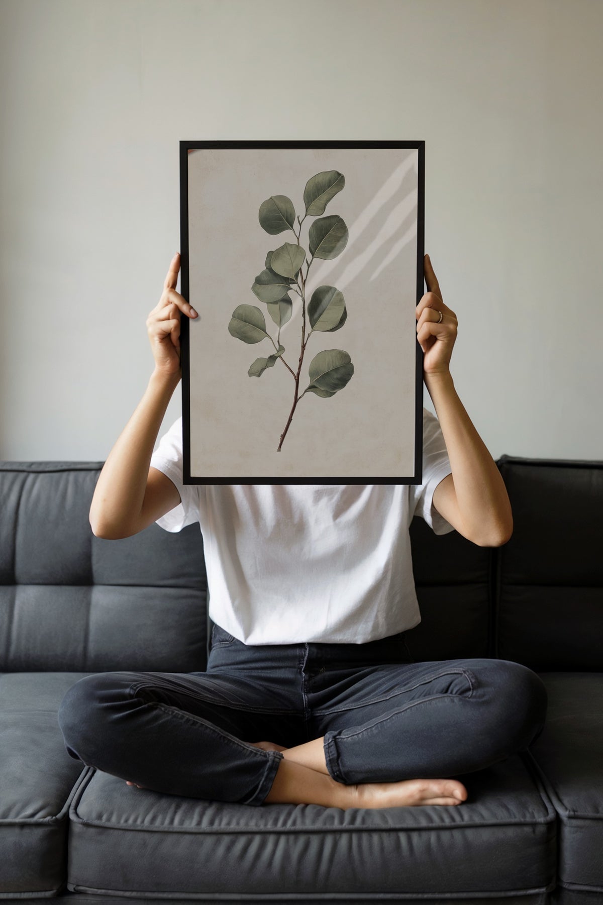 Minimalist Yaprak İllüstrasyonu Poster – Siyah Çerçeveli Tablo