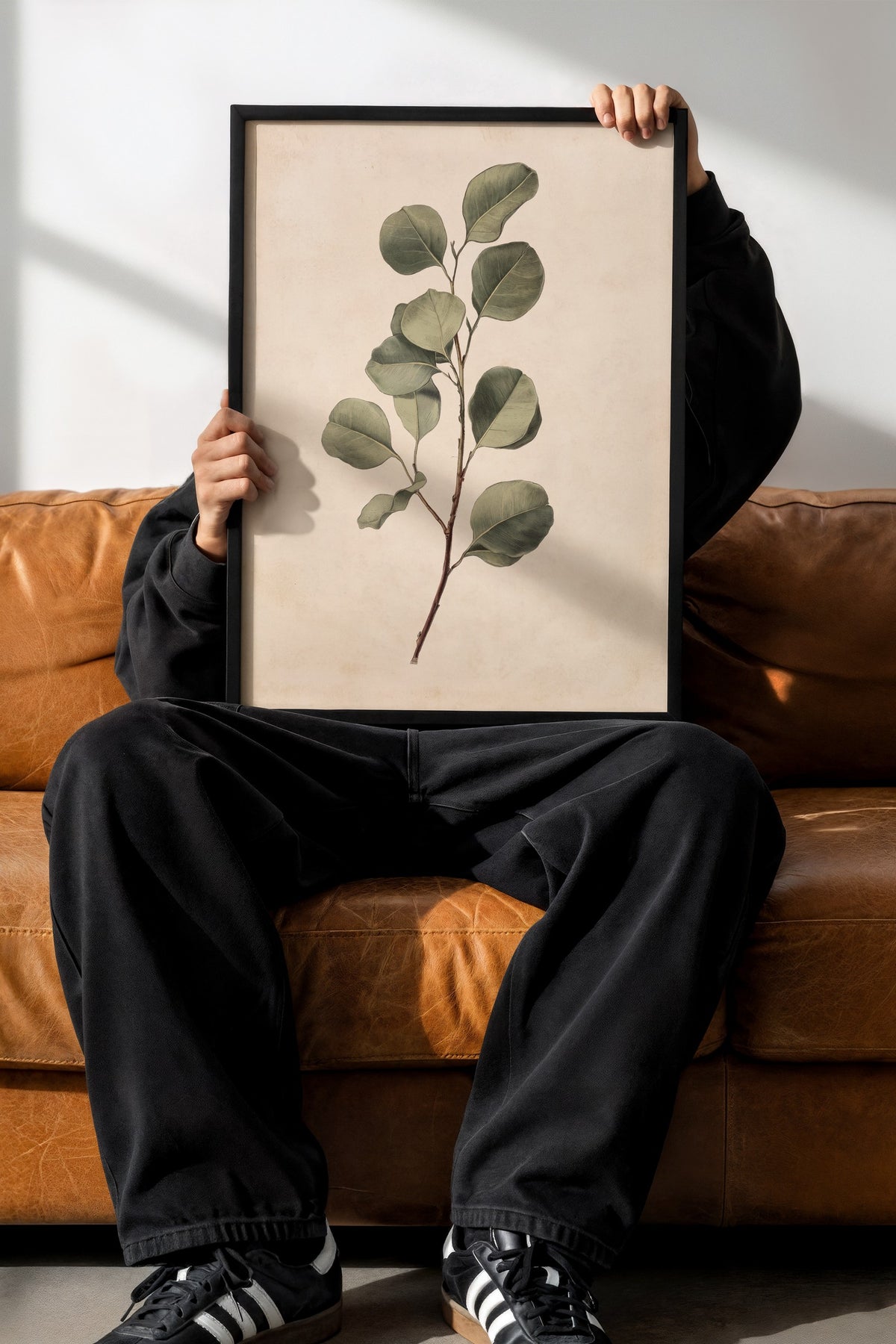 Minimalist Yaprak İllüstrasyonu Poster – Siyah Çerçeveli Tablo