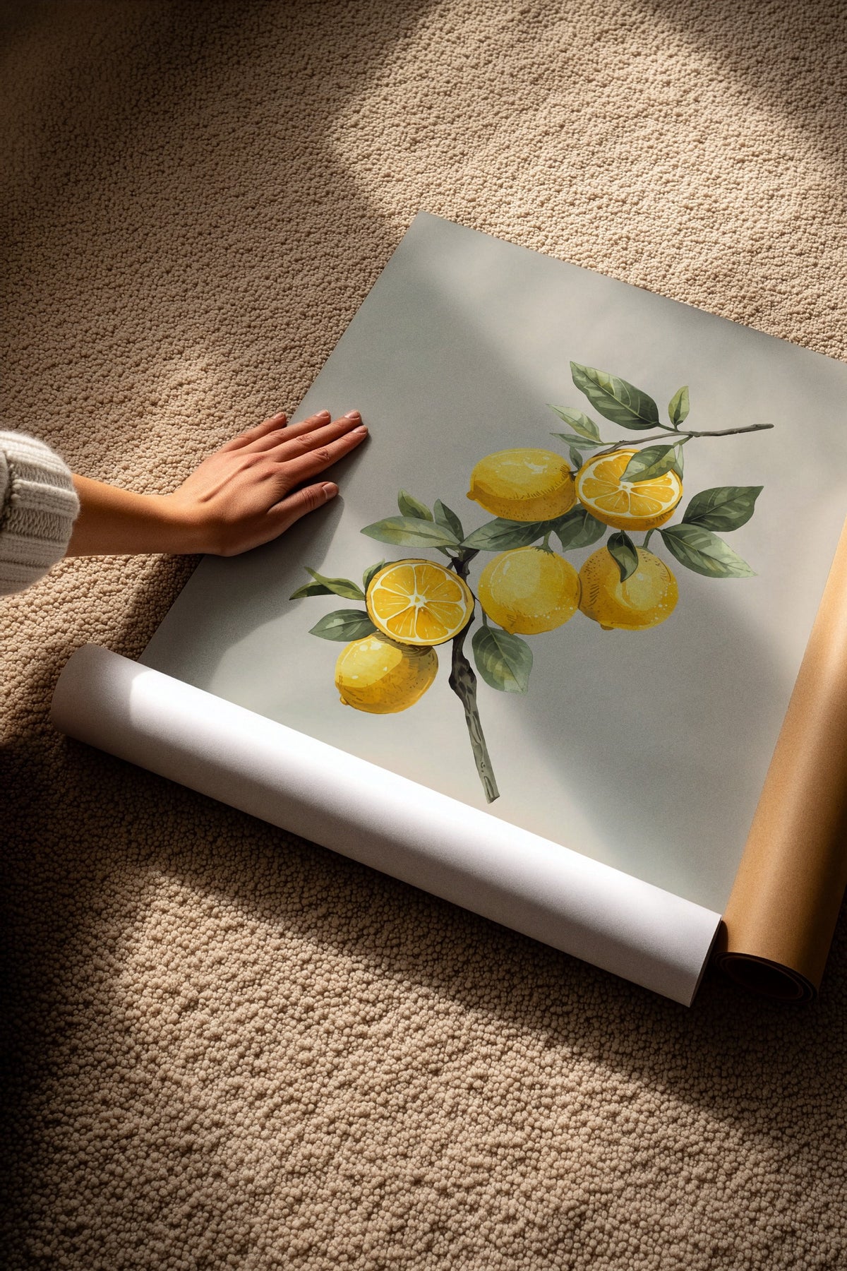 Limon Dalı Suluboya Çerçevesiz Poster