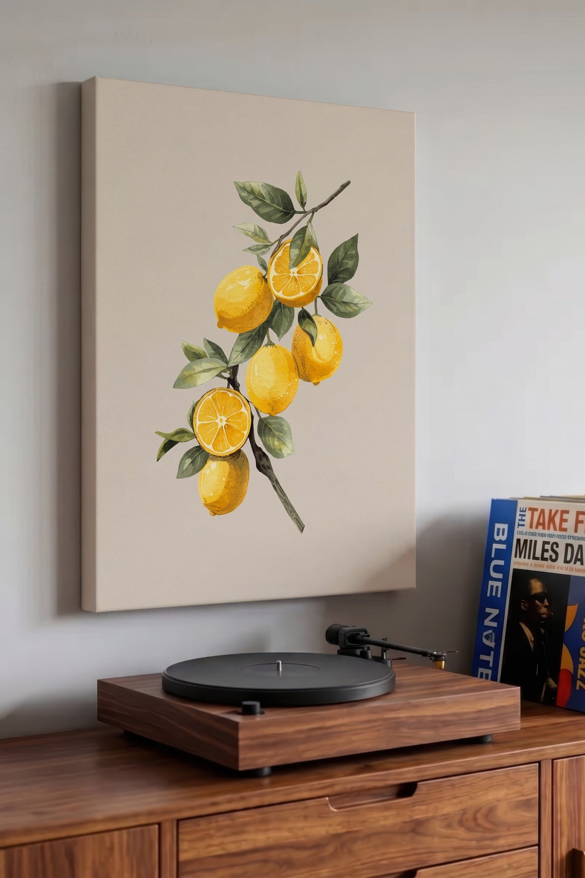 Limon Dalı Suluboya Kanvas Tablo
