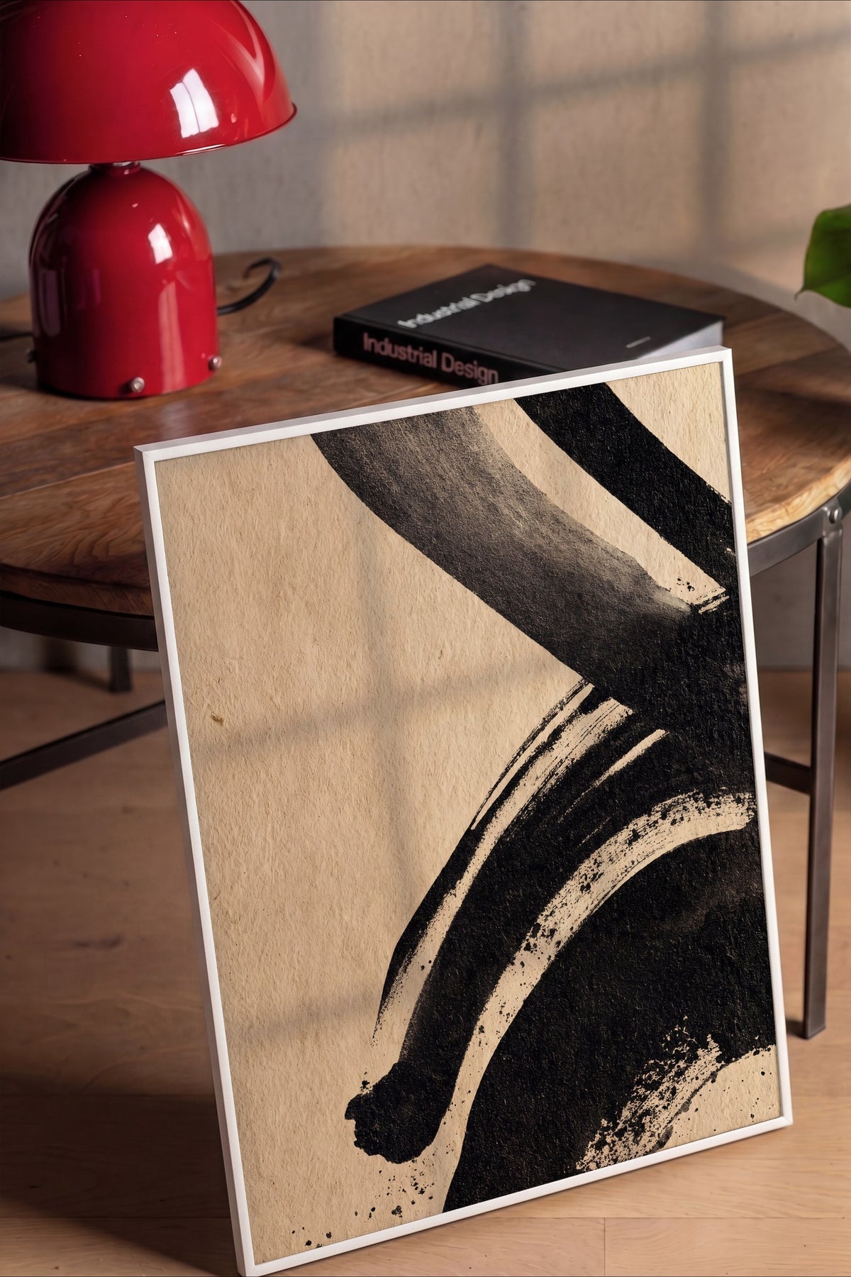 Fırça Darbesi Abstraksiyonu Poster – Beyaz Çerçeveli Tablo