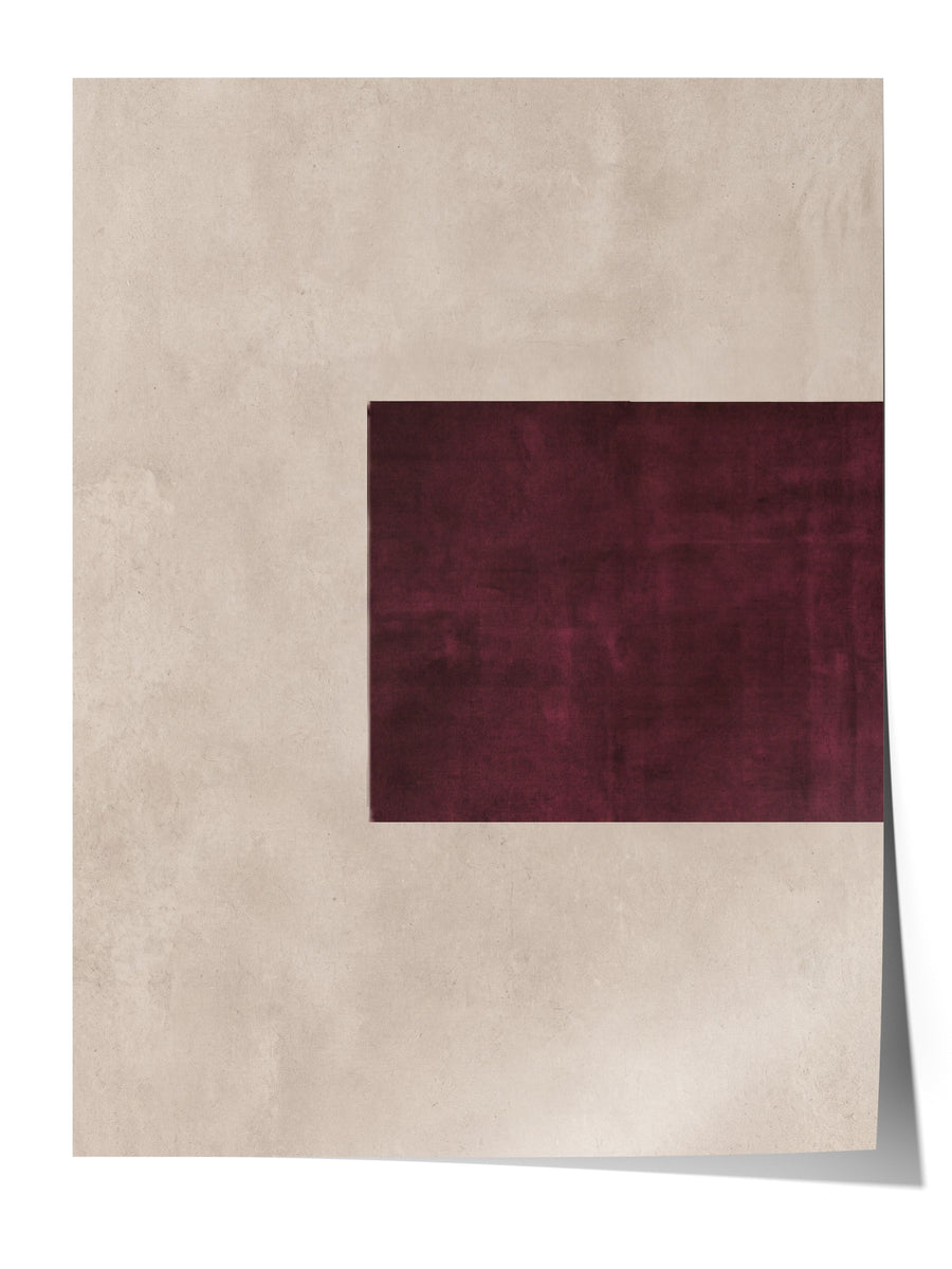 Minimalistik Bordo Dikdörtgen Çerçevesiz Poster