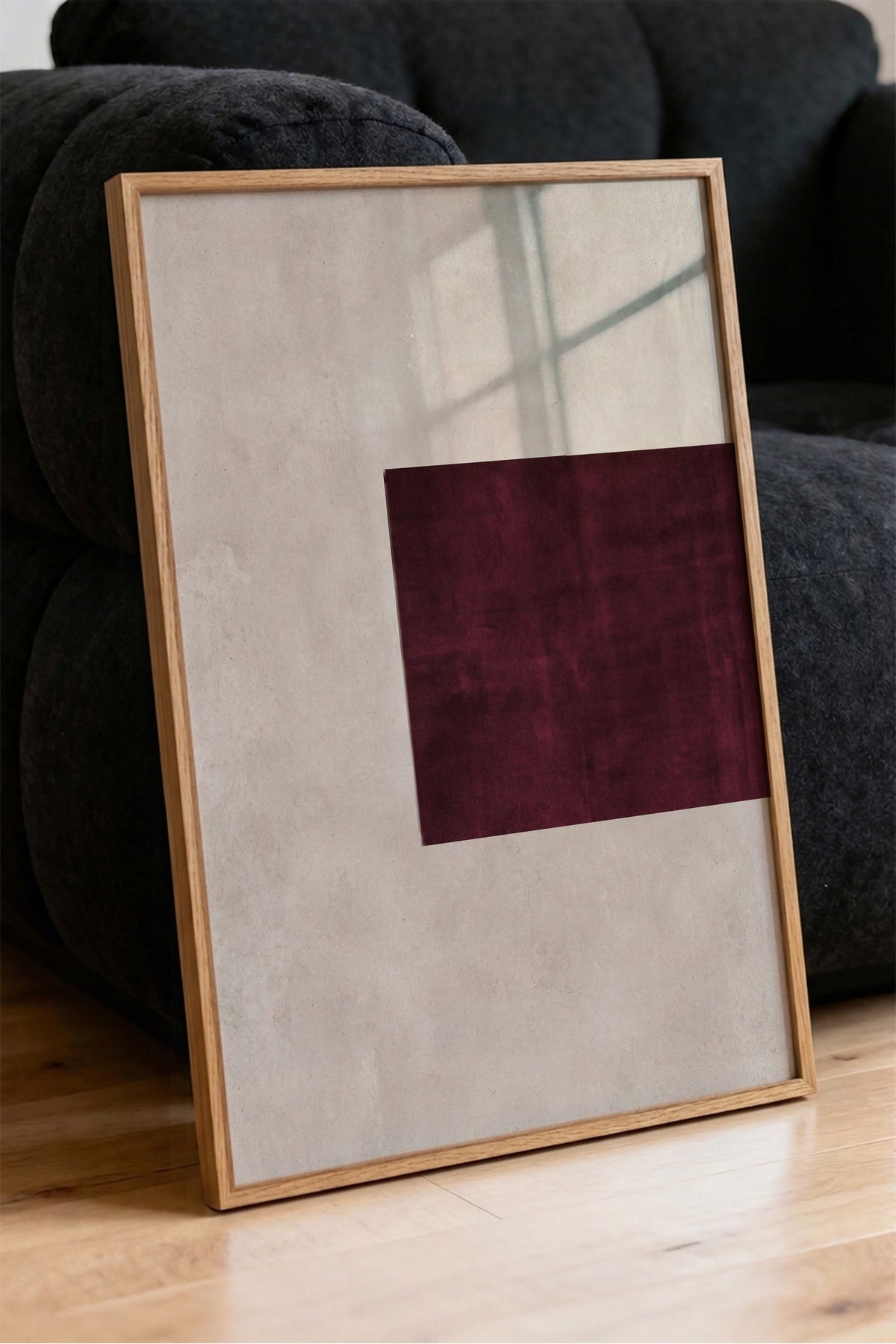 Minimalistik Bordo Dikdörtgen Poster – Ahşap Çerçeveli Tablo