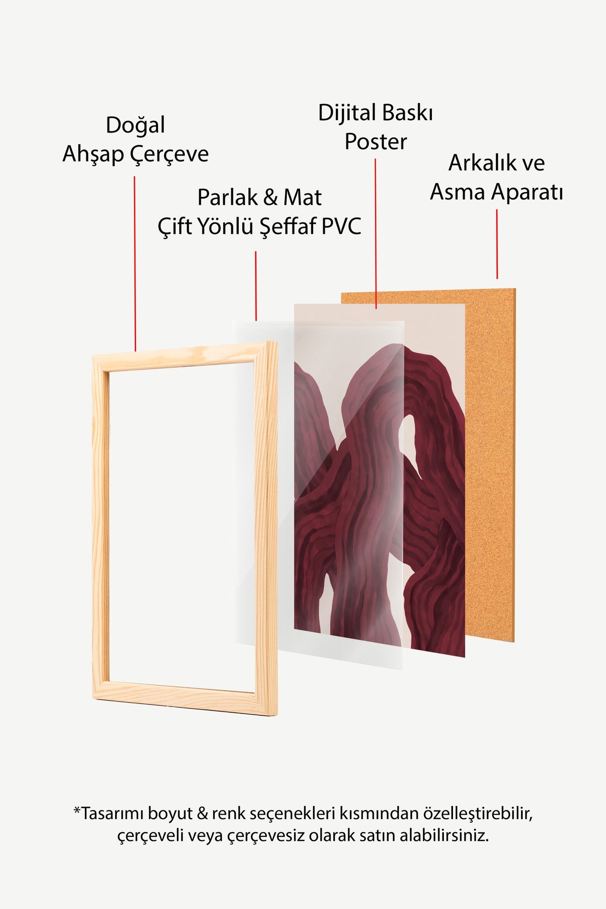 Soyut Dalgalı Formlar Poster – Ahşap Çerçeveli Tablo