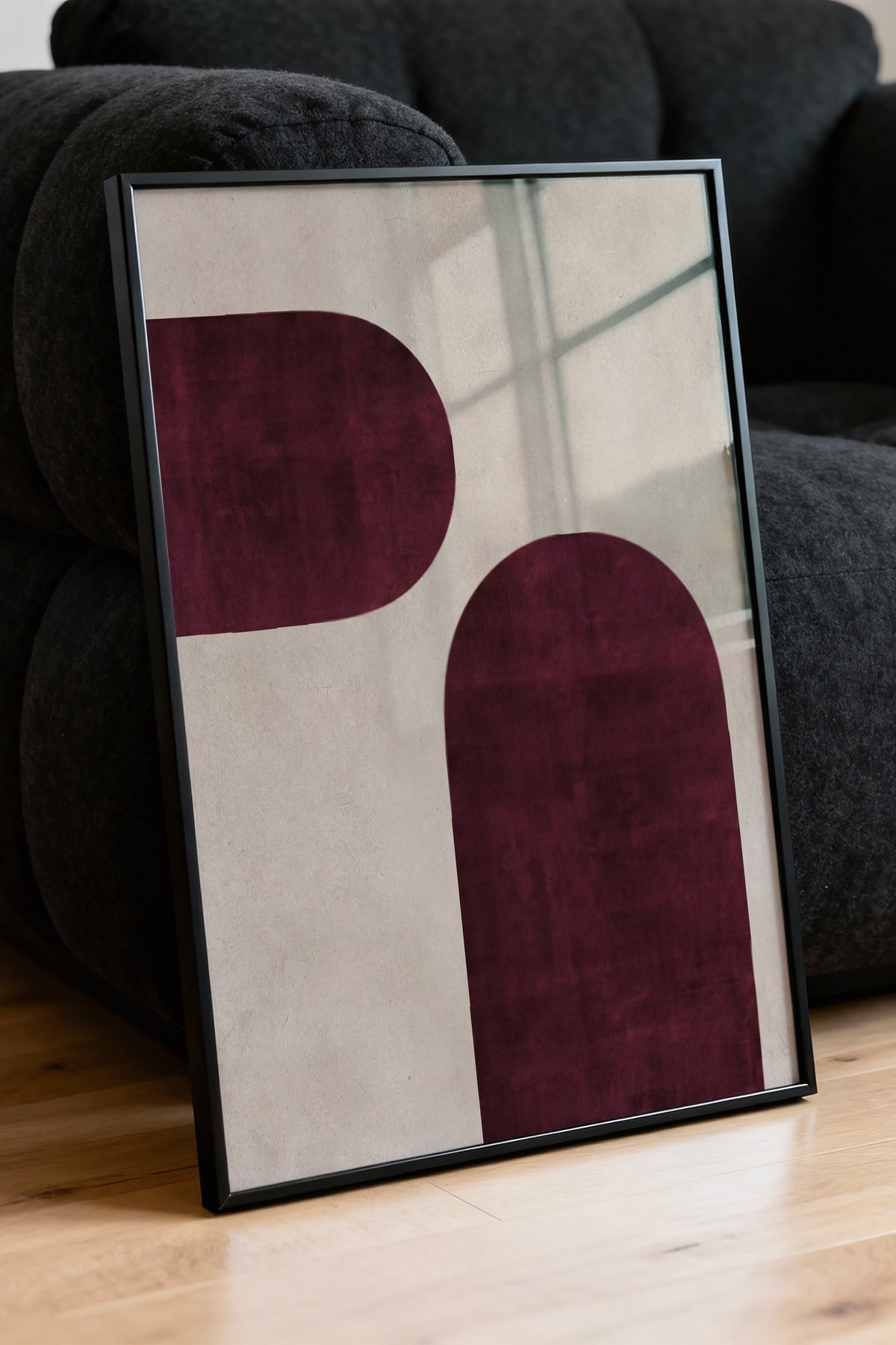 Soyut Şekillerle Minimalist Tasarım Poster – Siyah Çerçeveli Tablo