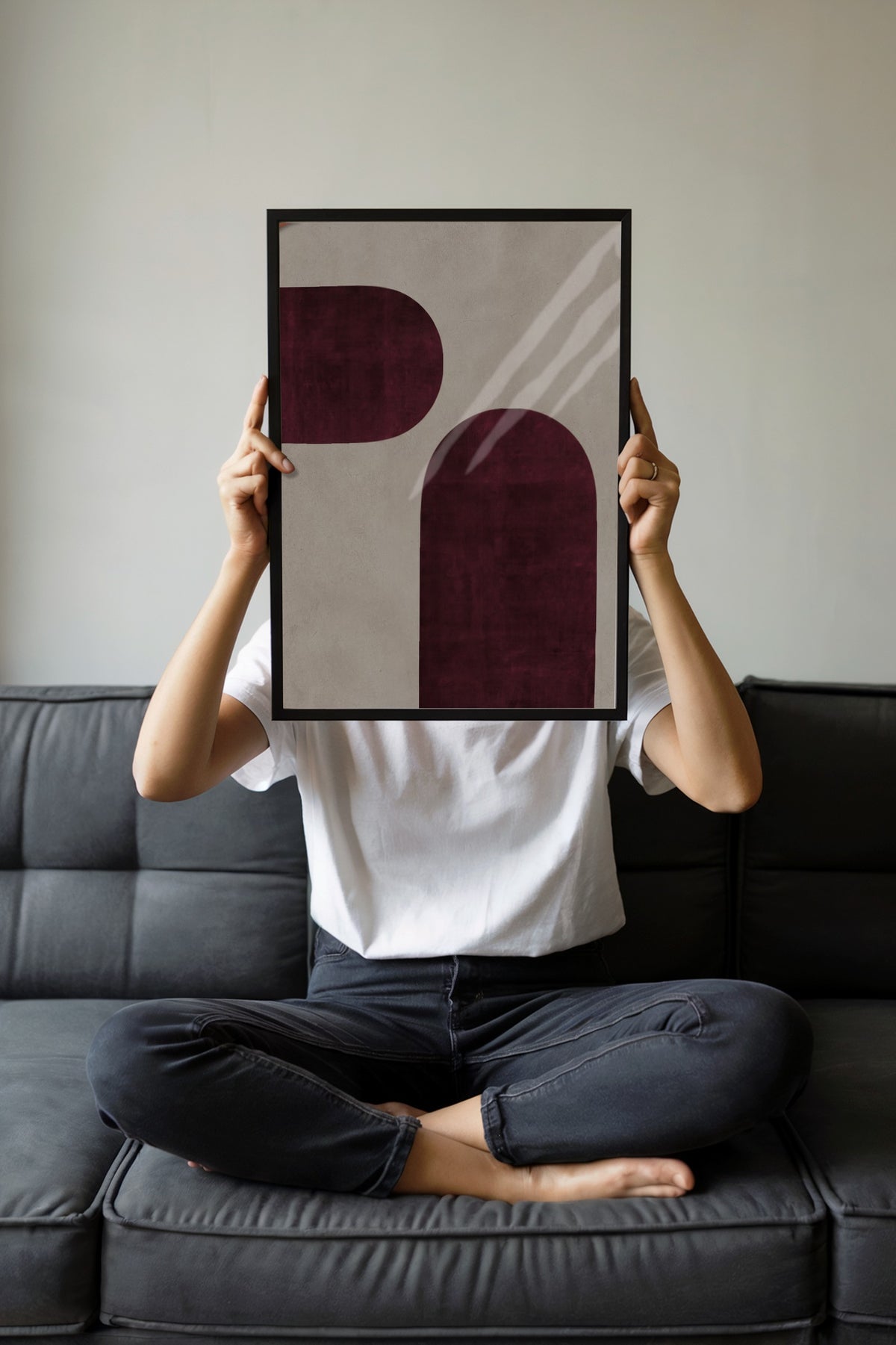 Soyut Şekillerle Minimalist Tasarım Poster – Siyah Çerçeveli Tablo