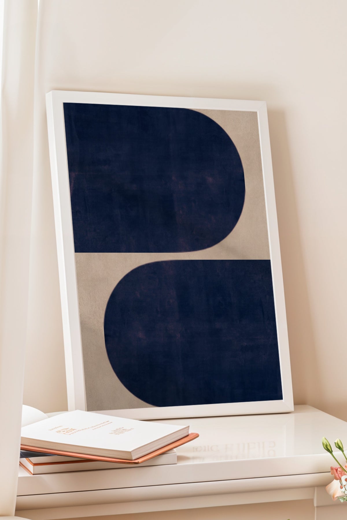 Minimalist Geometrik Desenler Poster – Beyaz Çerçeveli Tablo
