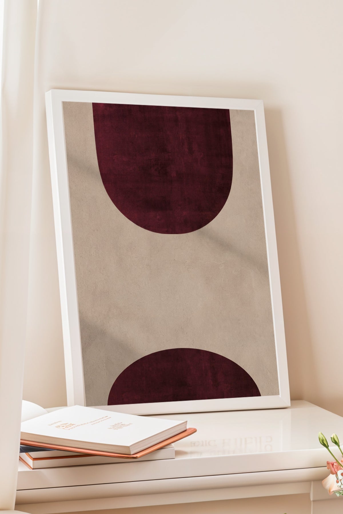 Soyut Geometrik Şekiller Poster – Beyaz Çerçeveli Tablo