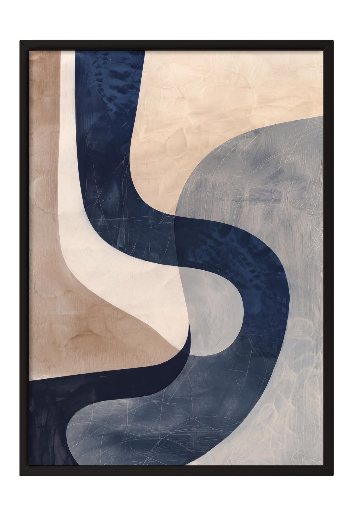 Geometrik Soyut Dalgalar Poster – Siyah Çerçeveli Tablo