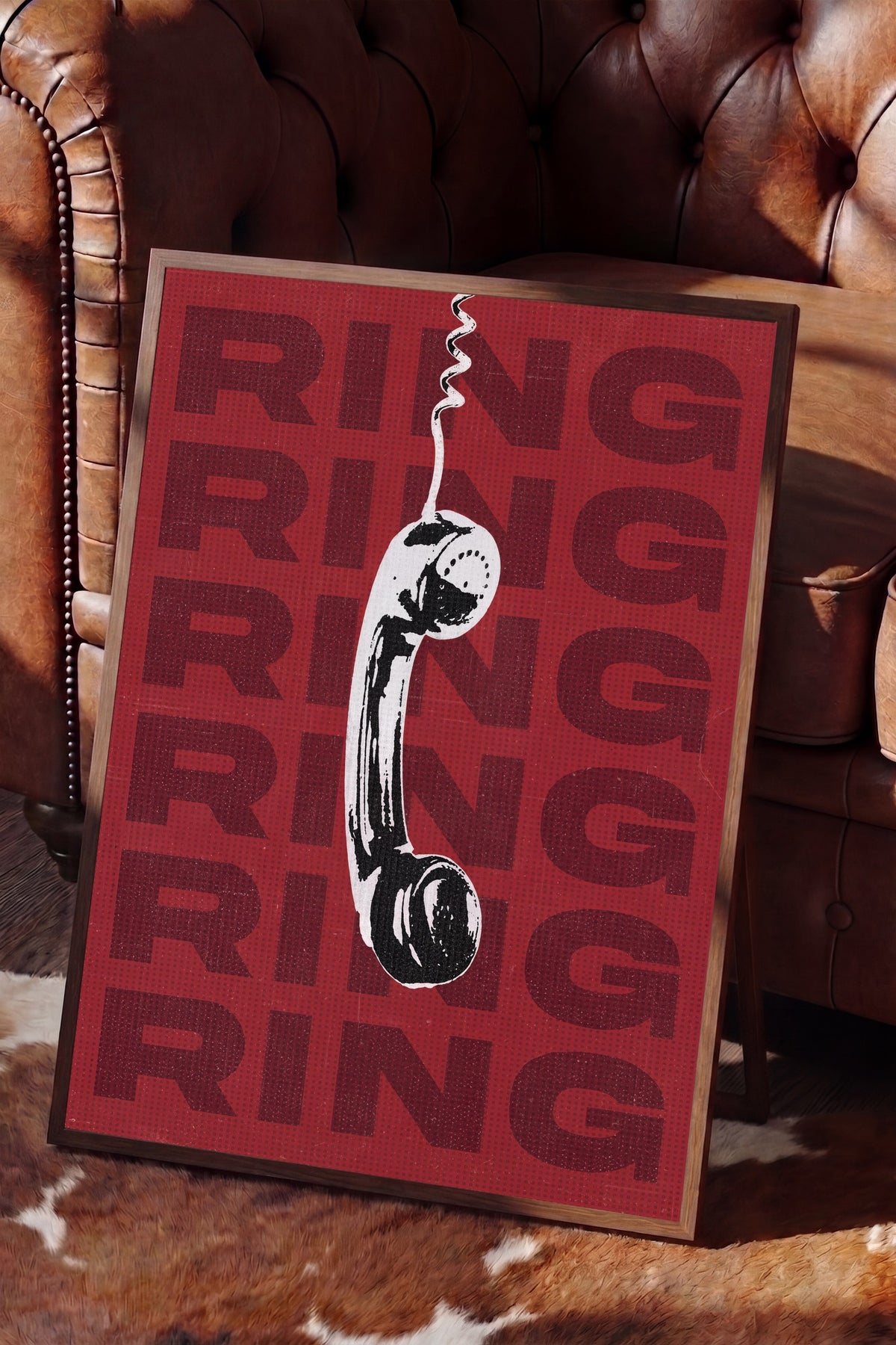 RING RING RING Poster – Kahverengi Çerçeveli Tablo