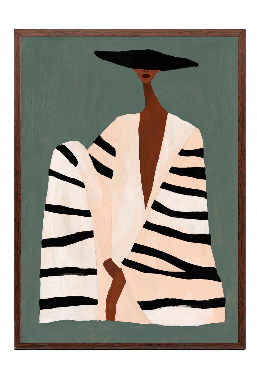 Zebra Desenli Modern Kadın Poster – Kahverengi Çerçeveli Tablo