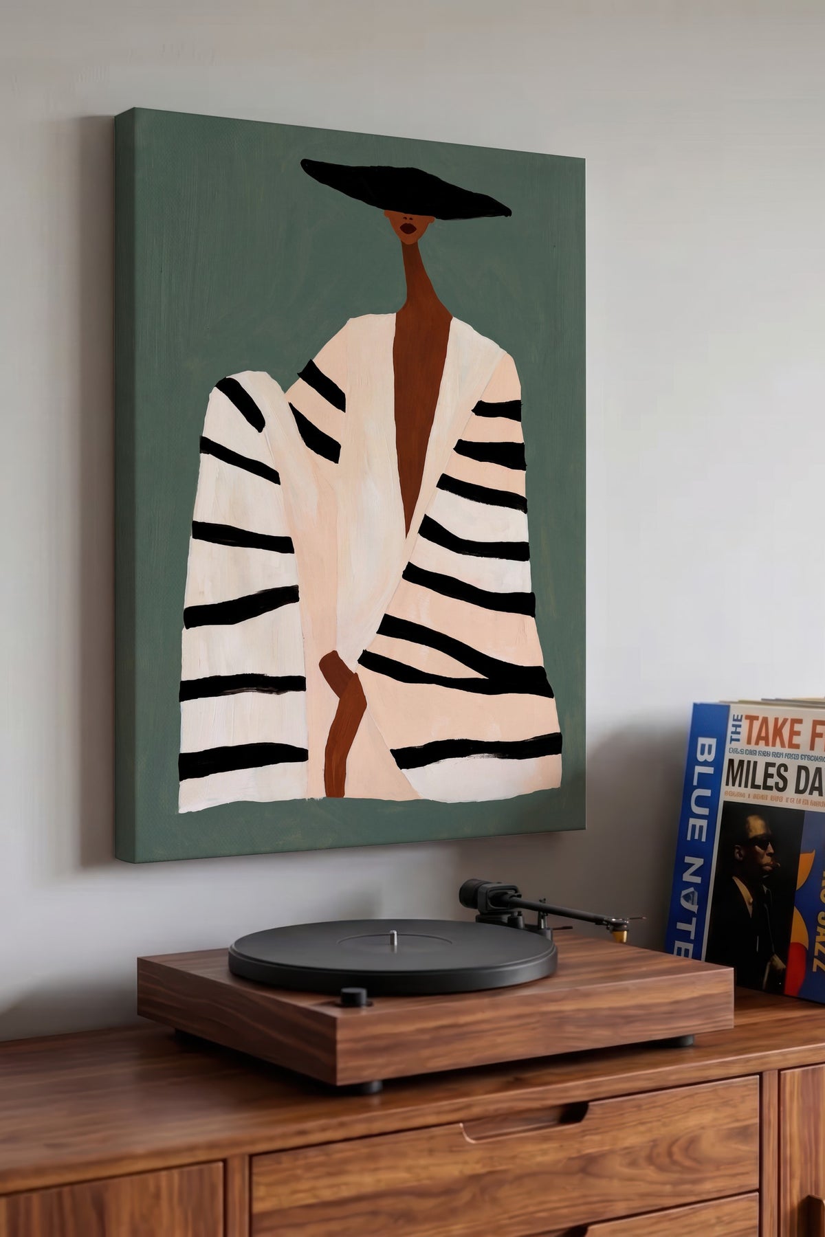 Zebra Desenli Modern Kadın Kanvas Tablo