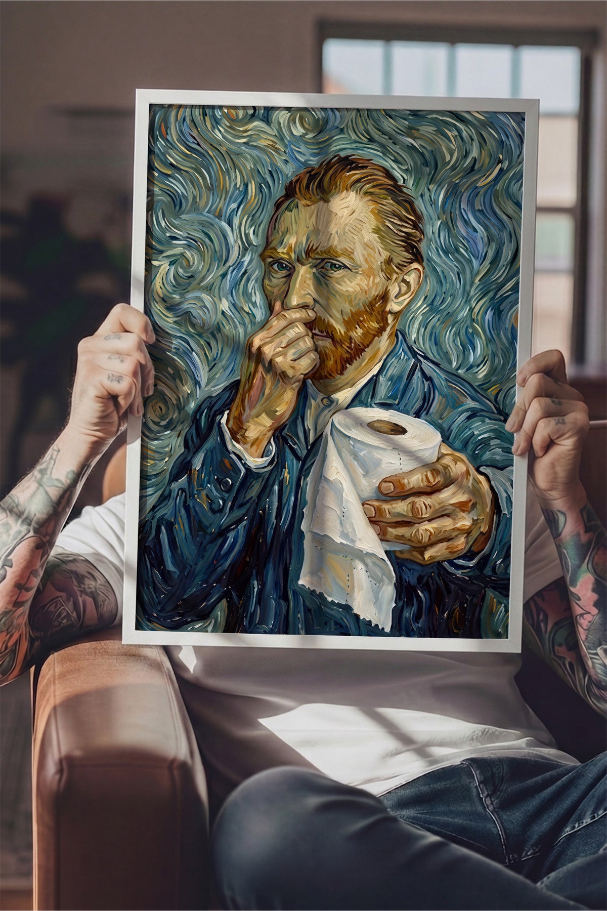 Van Gogh Mizahi Yorum Poster – Beyaz Çerçeveli Tablo