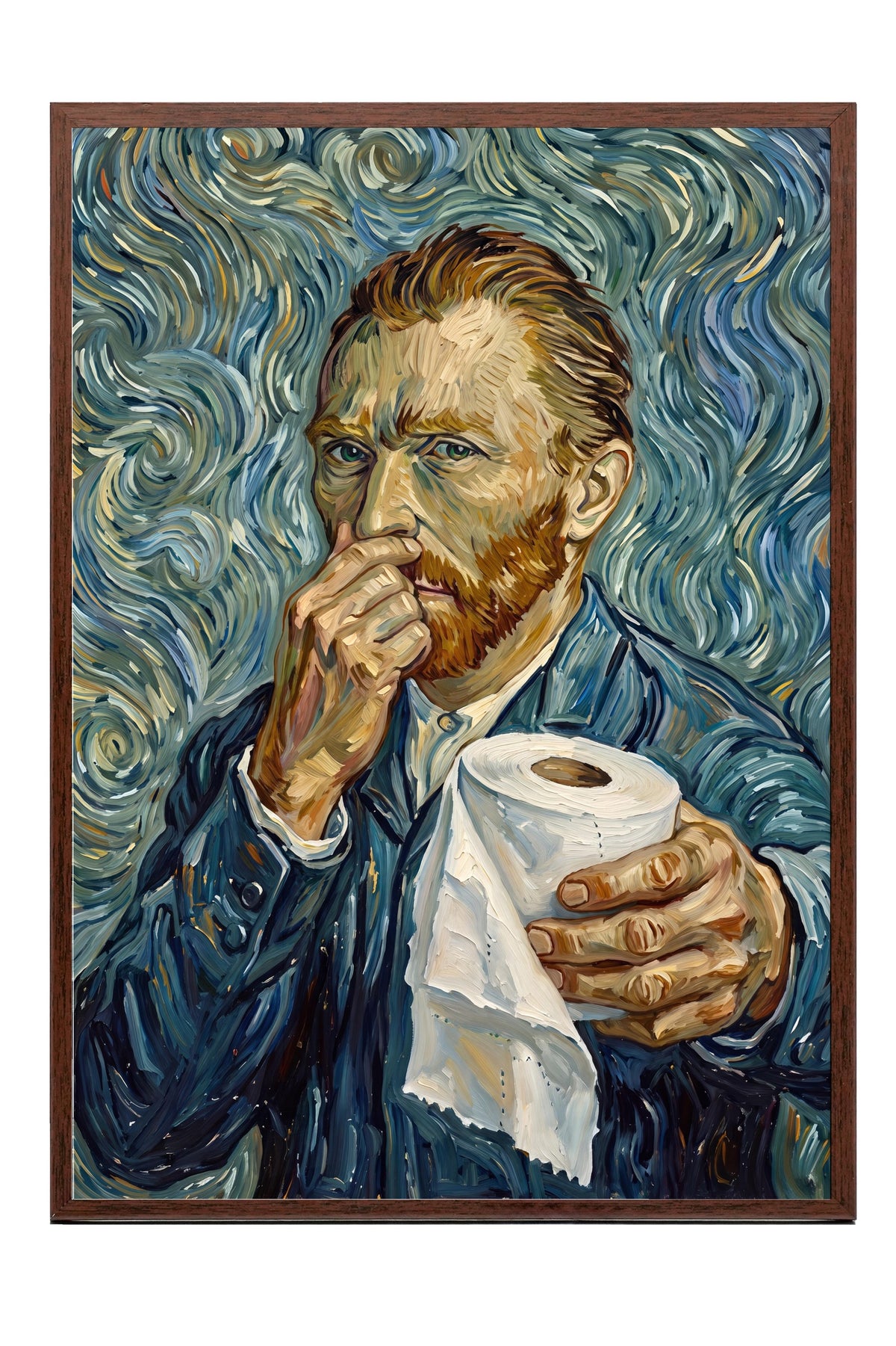 Van Gogh Mizahi Yorum Poster – Kahverengi Çerçeveli Tablo