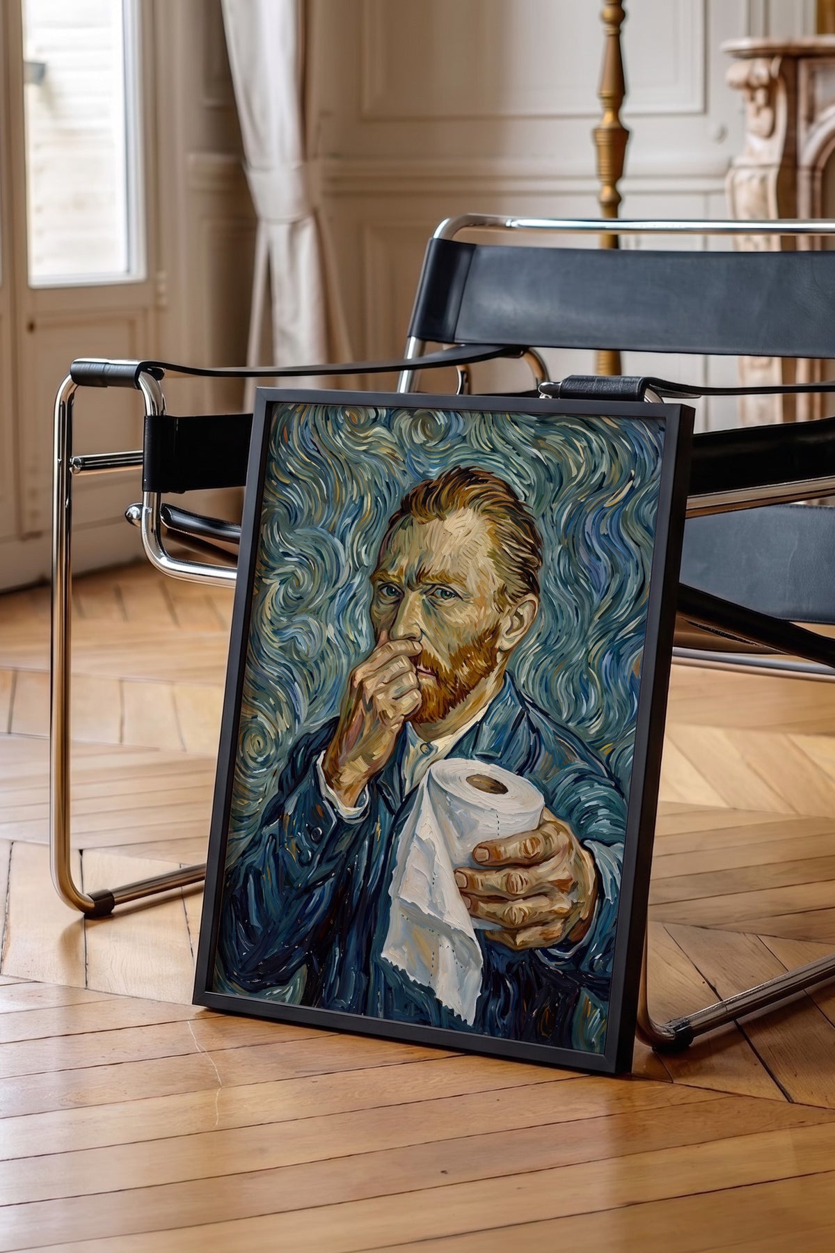 Van Gogh Mizahi Yorum Poster – Siyah Çerçeveli Tablo