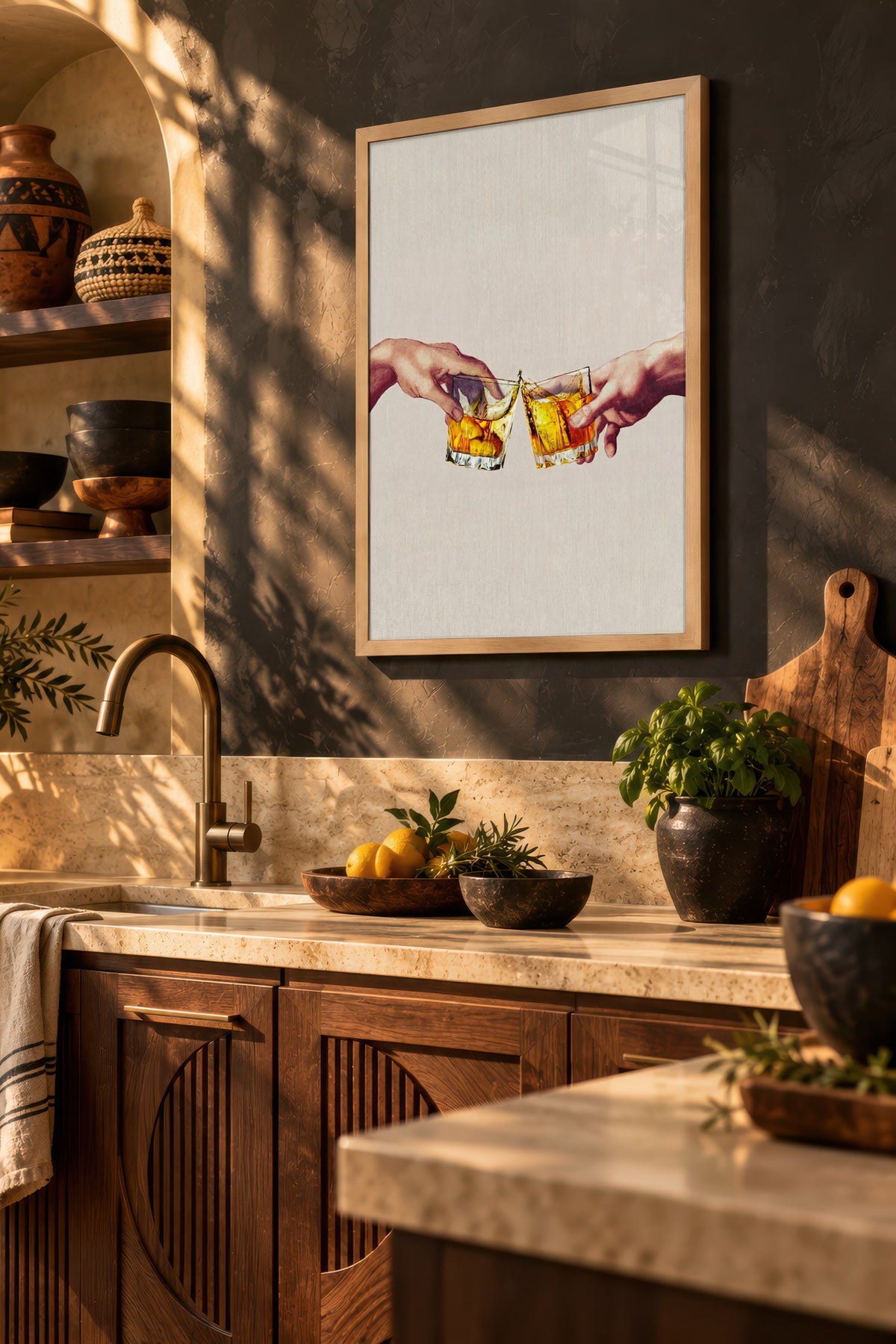 Kadeh Tokuşturan Eller Poster – Ahşap Çerçeveli Tablo
