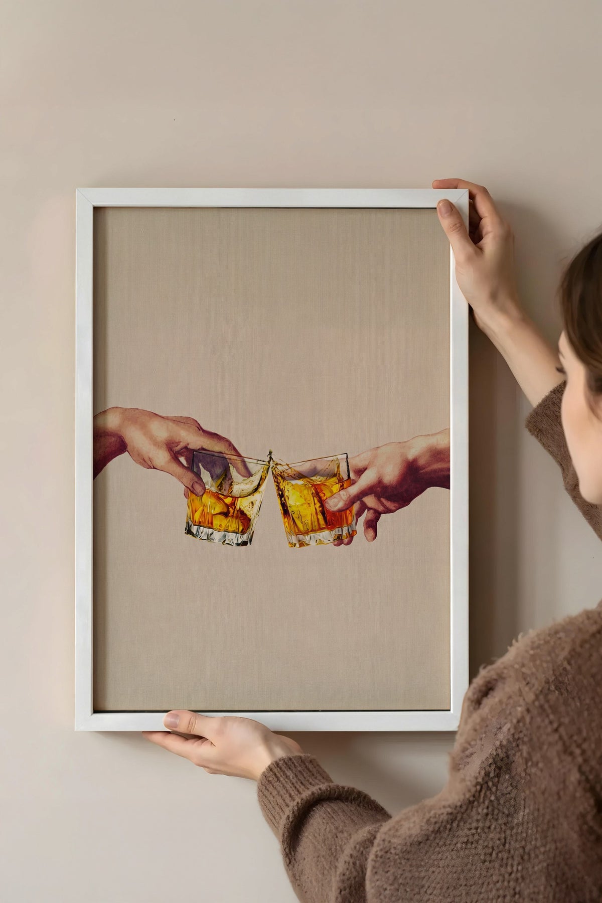 Kadeh Tokuşturan Eller Poster – Beyaz Çerçeveli Tablo