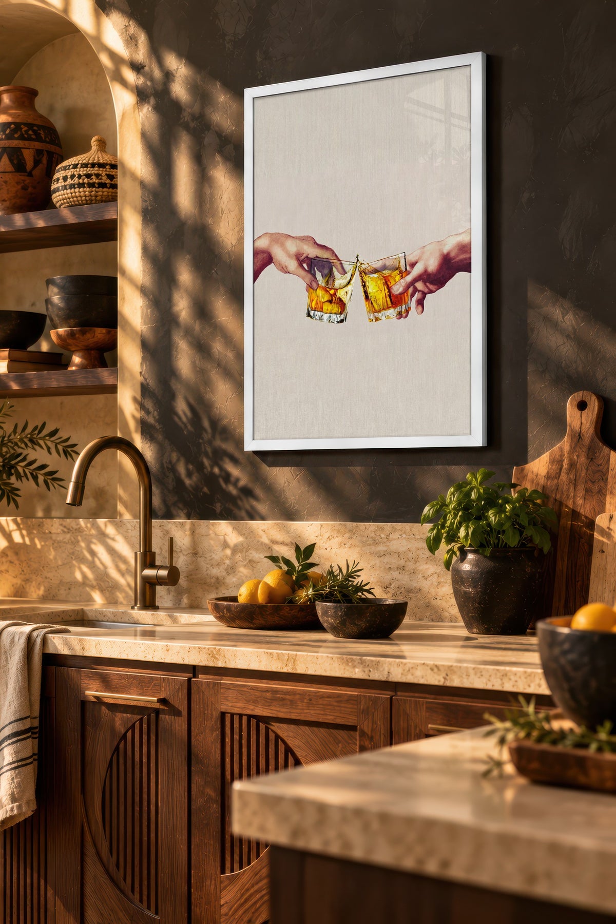 Kadeh Tokuşturan Eller Poster – Beyaz Çerçeveli Tablo