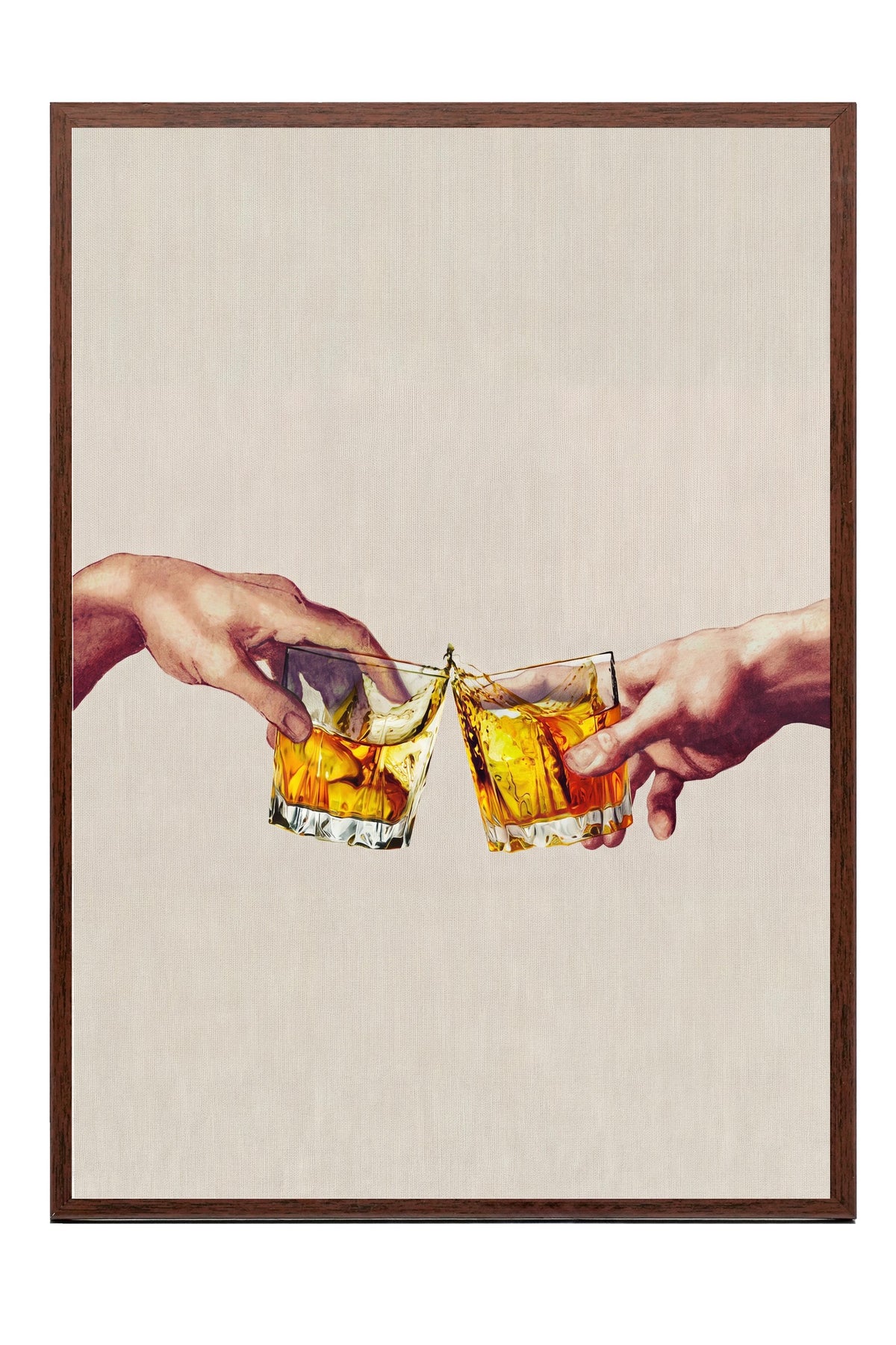 Kadeh Tokuşturan Eller Poster – Kahverengi Çerçeveli Tablo