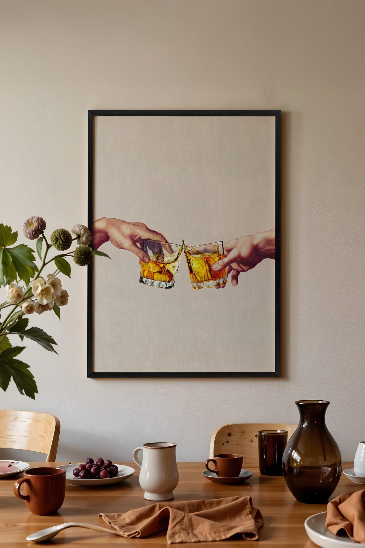 Kadeh Tokuşturan Eller Poster – Siyah Çerçeveli Tablo