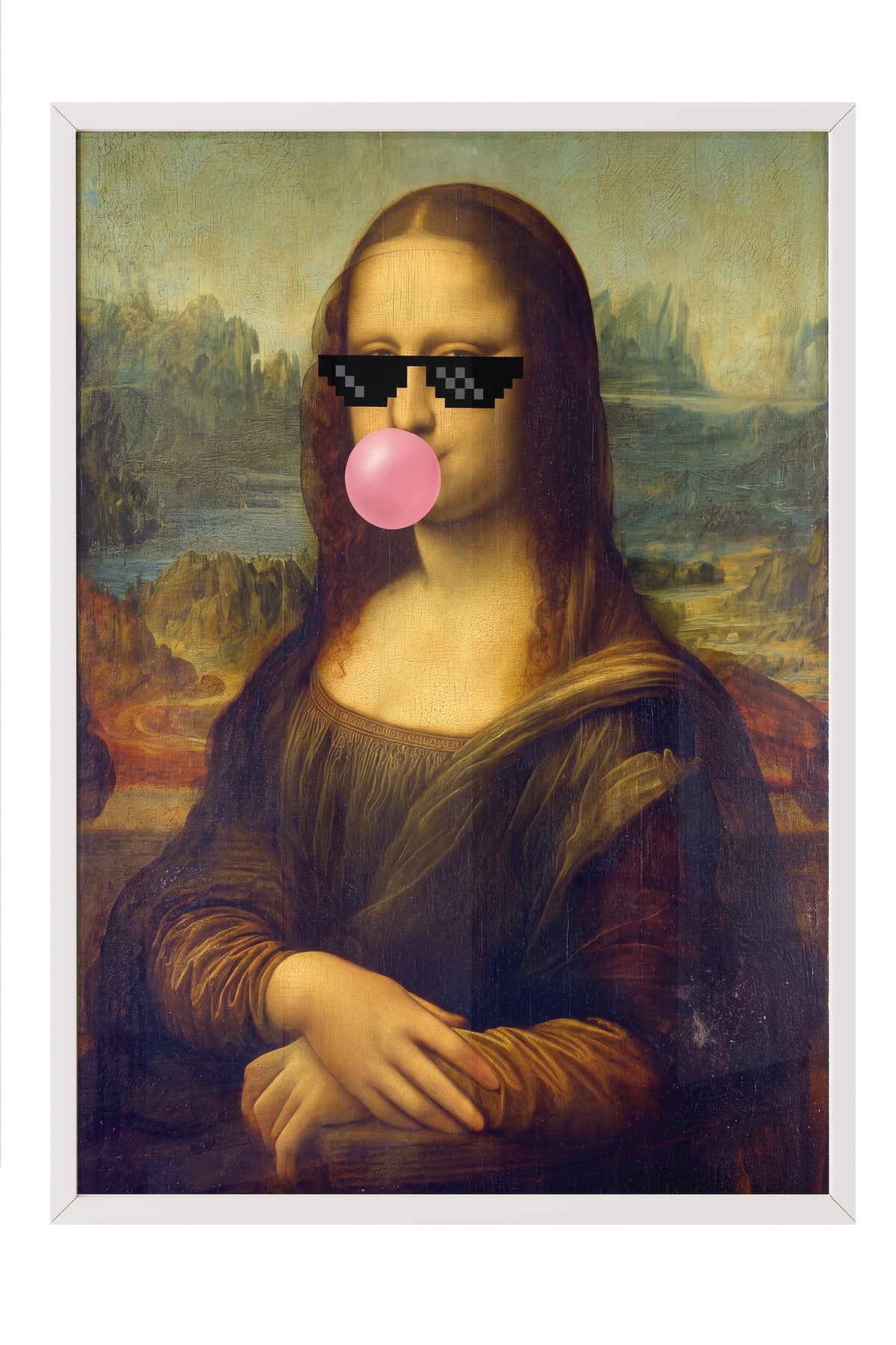 Mona Lisa Remix Poster – Beyaz Çerçeveli Tablo