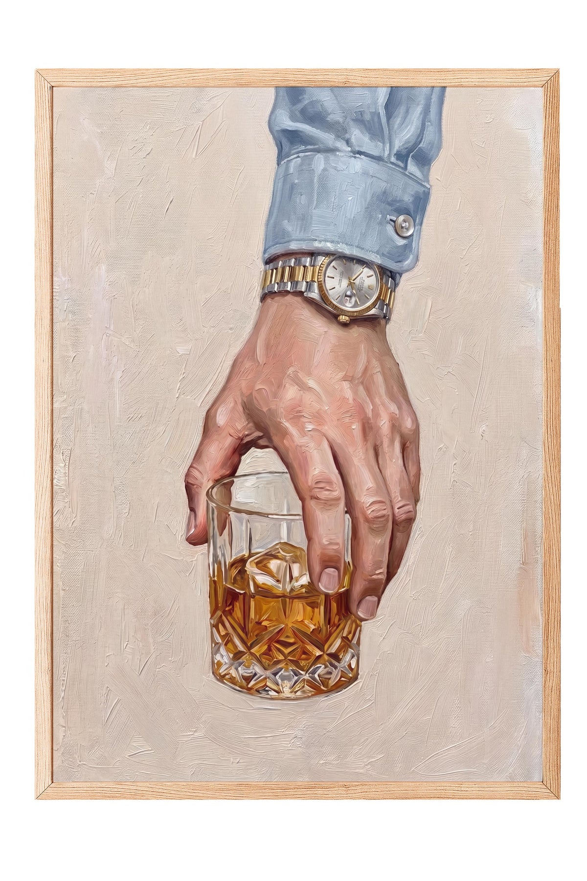 Saatli El ile İçecek Tutuşu Poster – Ahşap Çerçeveli Tablo